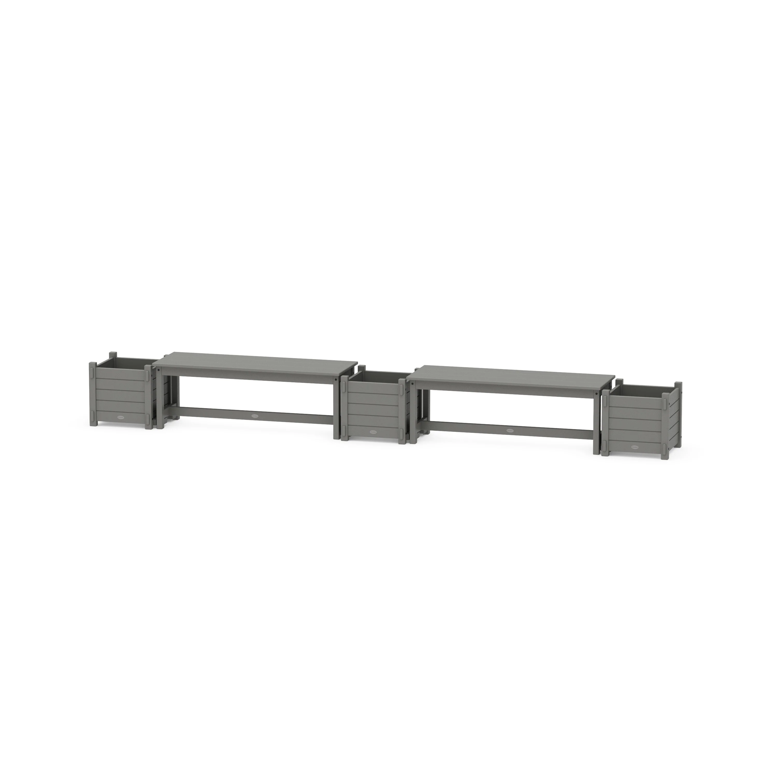 48" Nautical Straight Double Planter Bench Set