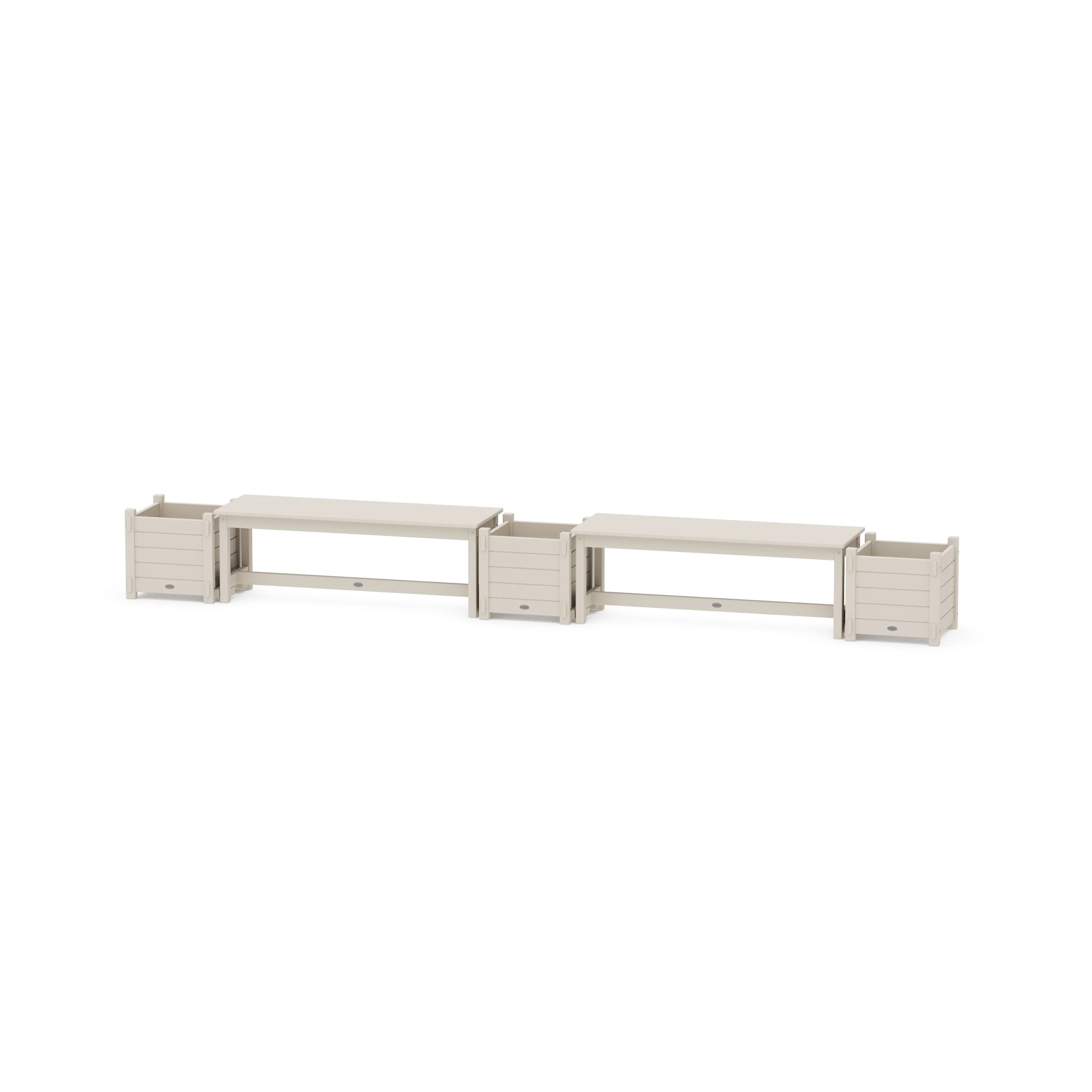 48" Nautical Straight Double Planter Bench Set - Image 7