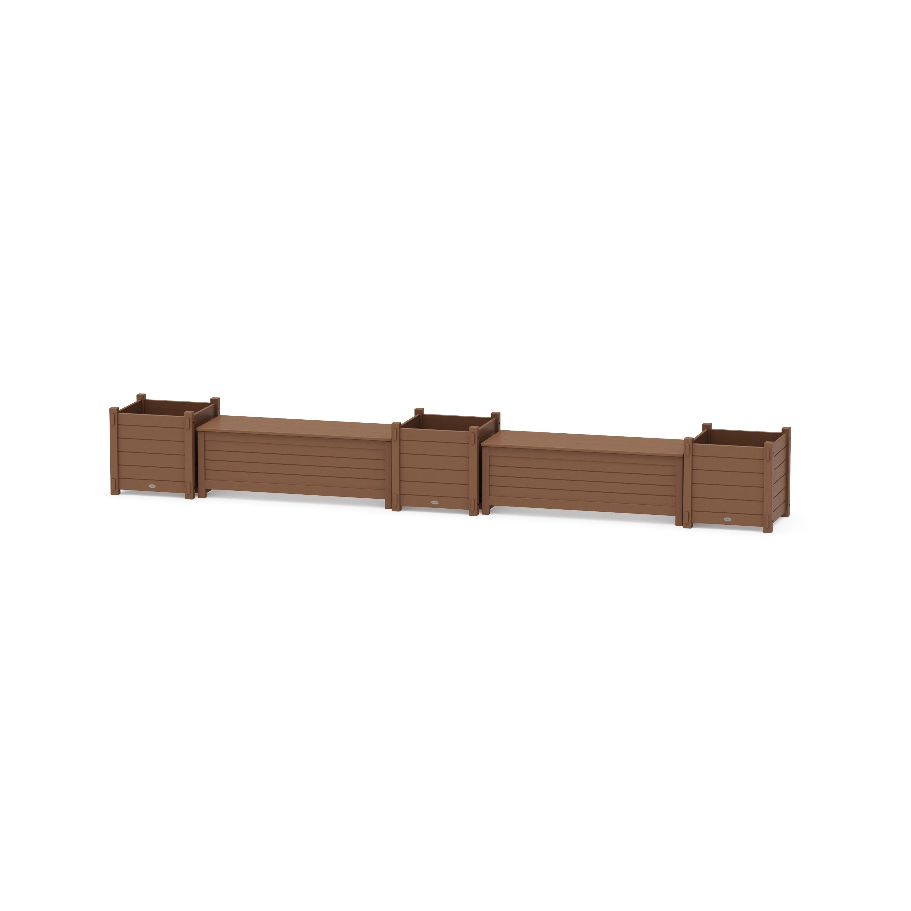 48" Nautical Straight Double Planter Storage Bench Set- Large - Image 7