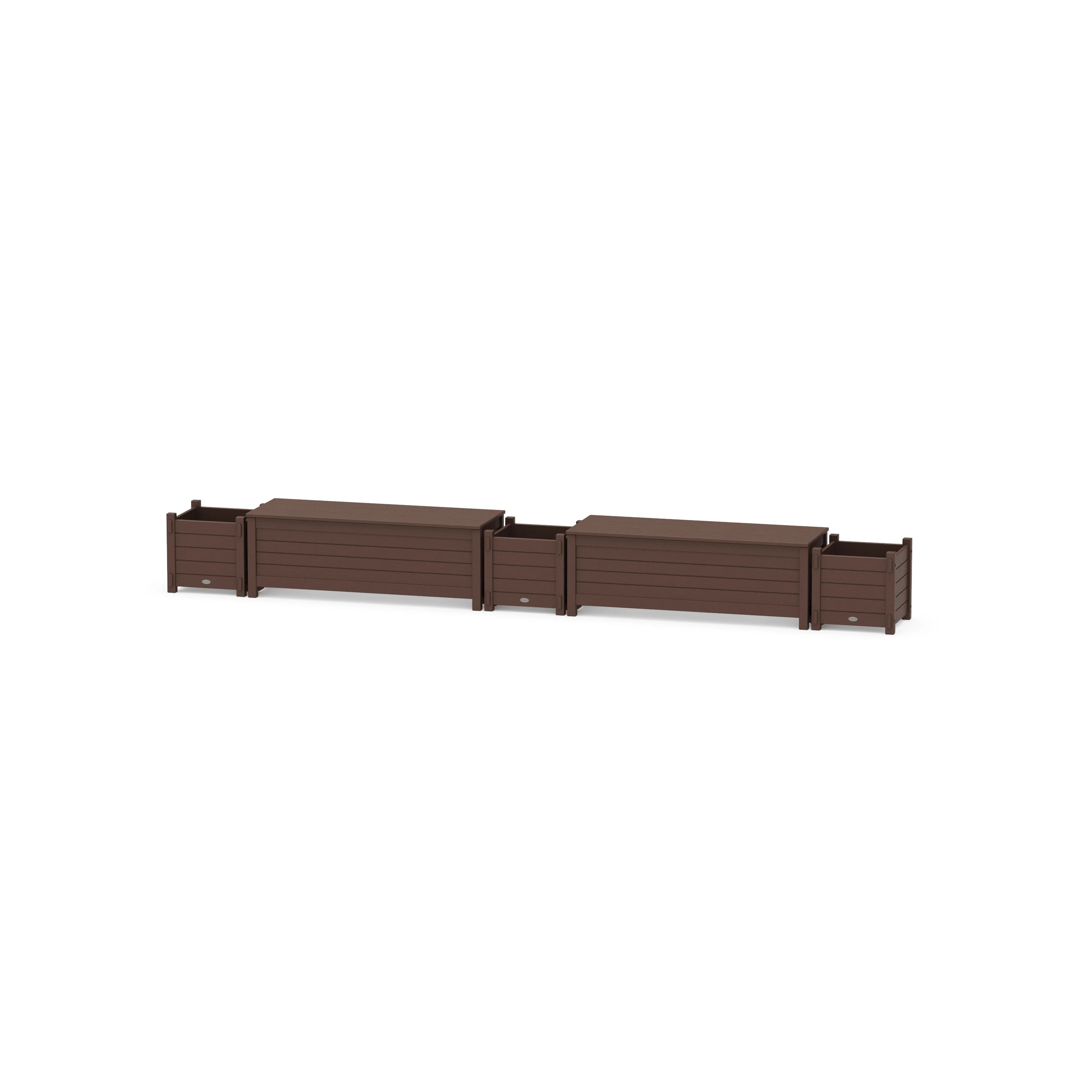 48" Nautical Straight Double Planter Storage Bench Set - Image 4