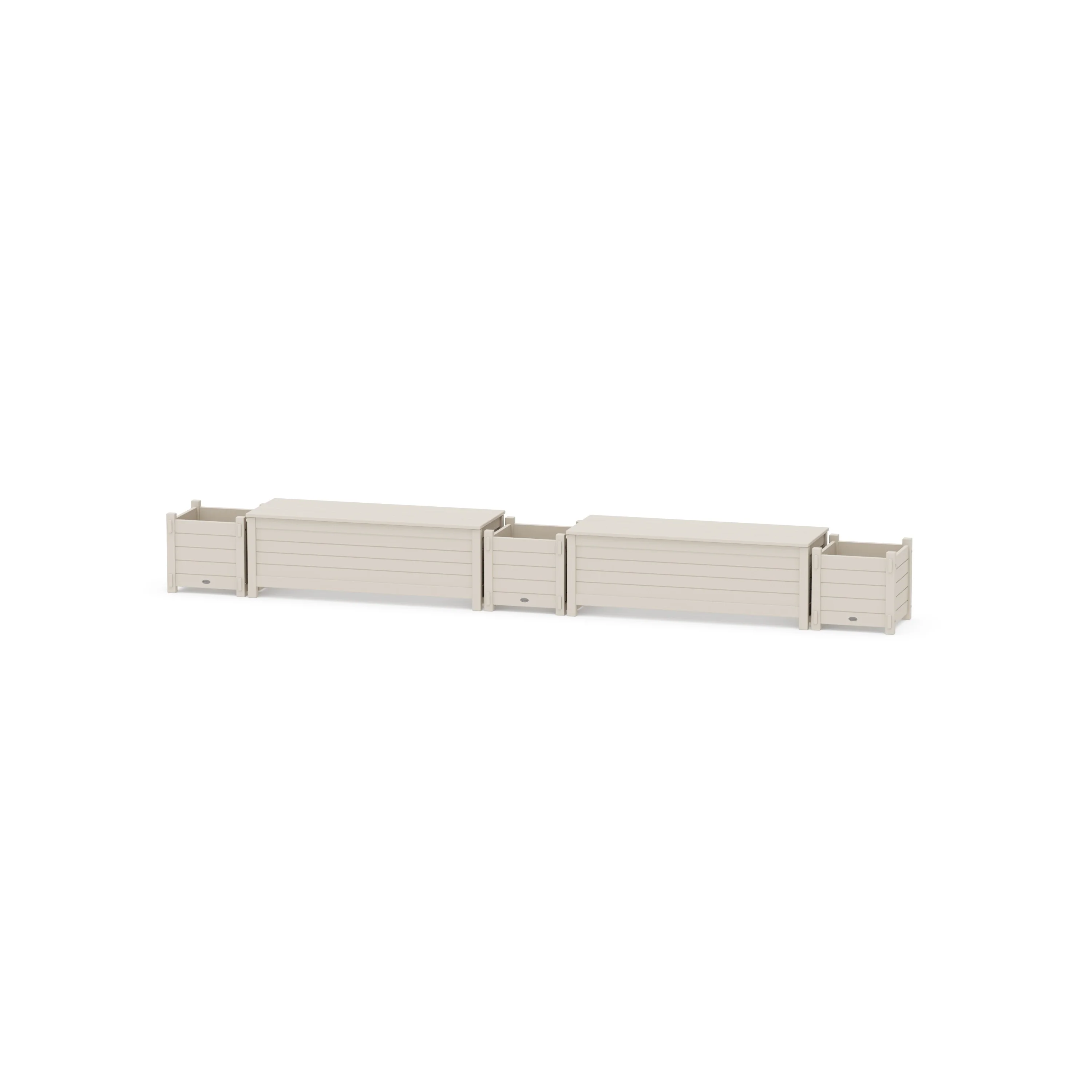 48" Nautical Straight Double Planter Storage Bench Set - Image 8