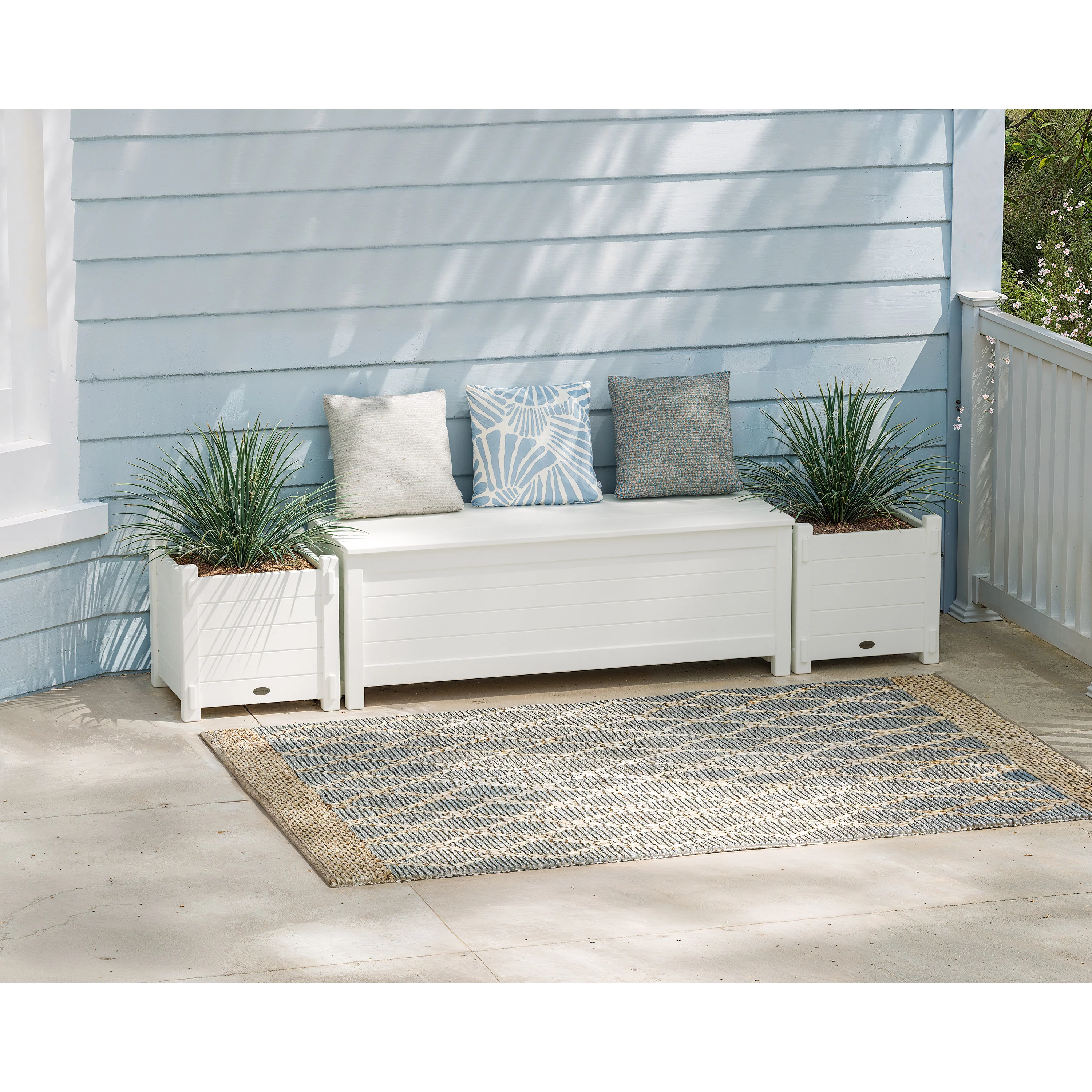 48" Nautical Straight Planter Storage Bench Set - Image 3