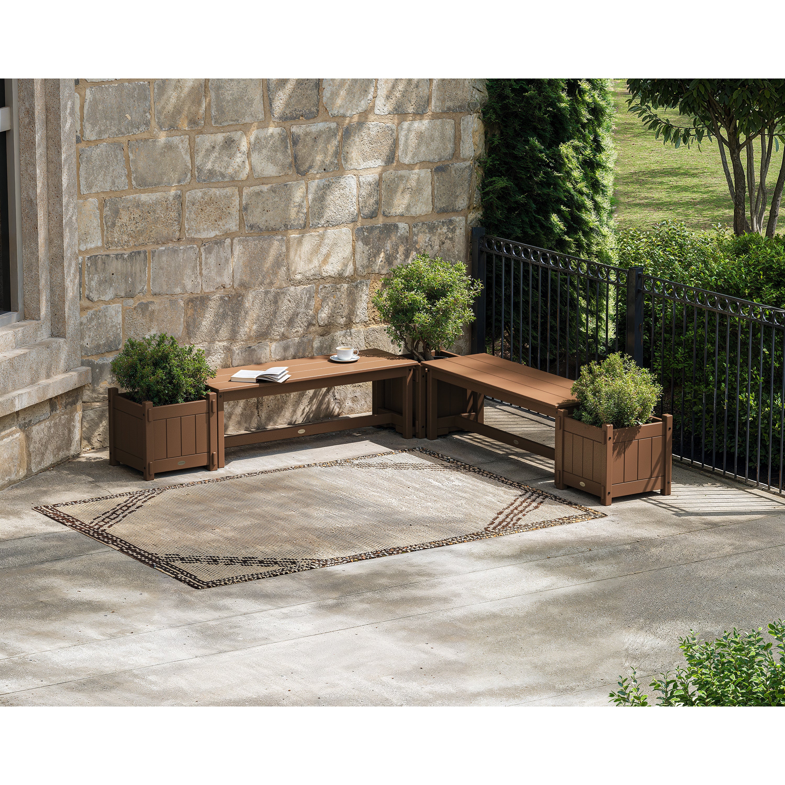 48" Vineyard L- Shaped Planter Bench Corner Set - Image 3
