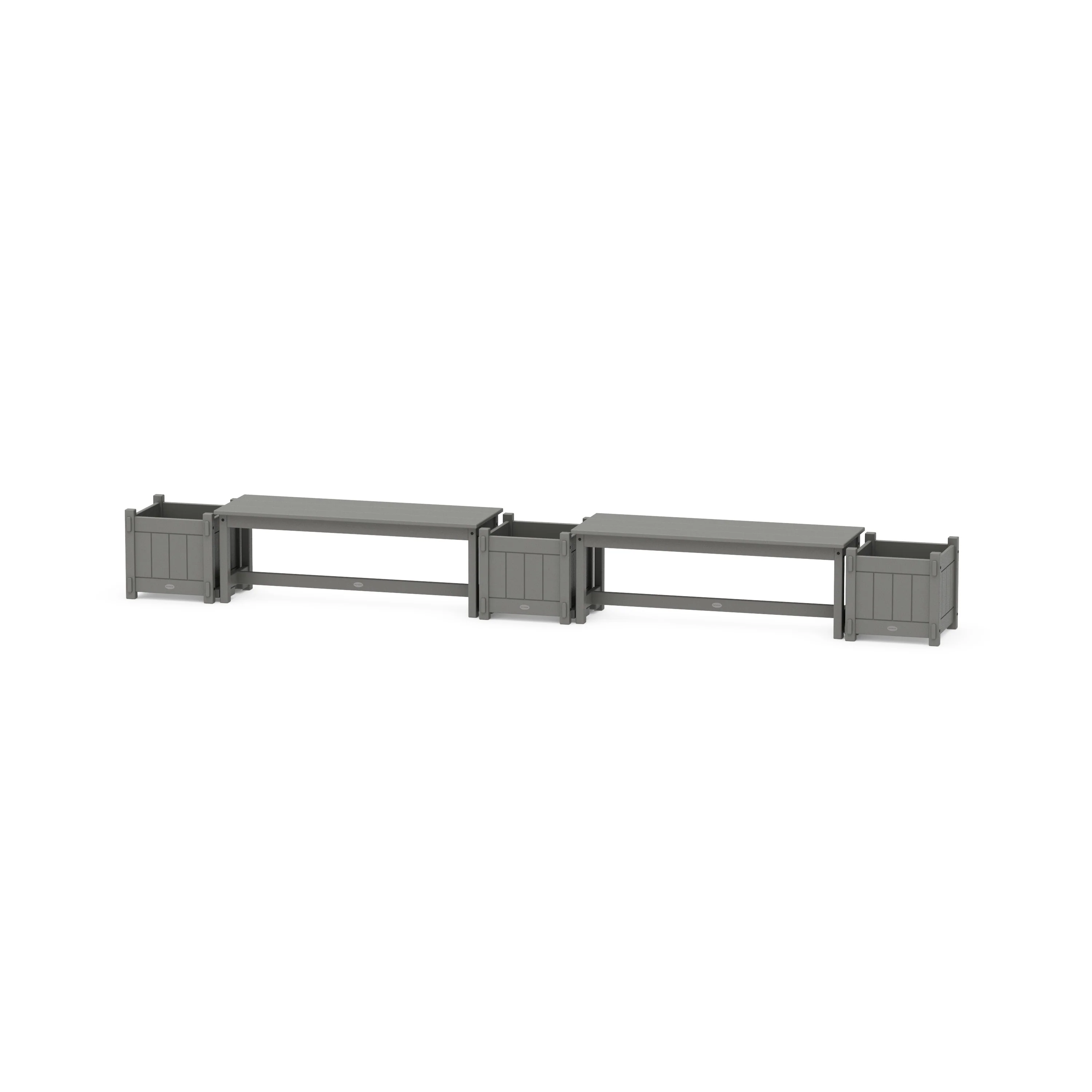 48" Vineyard Straight Double Planter Bench Set