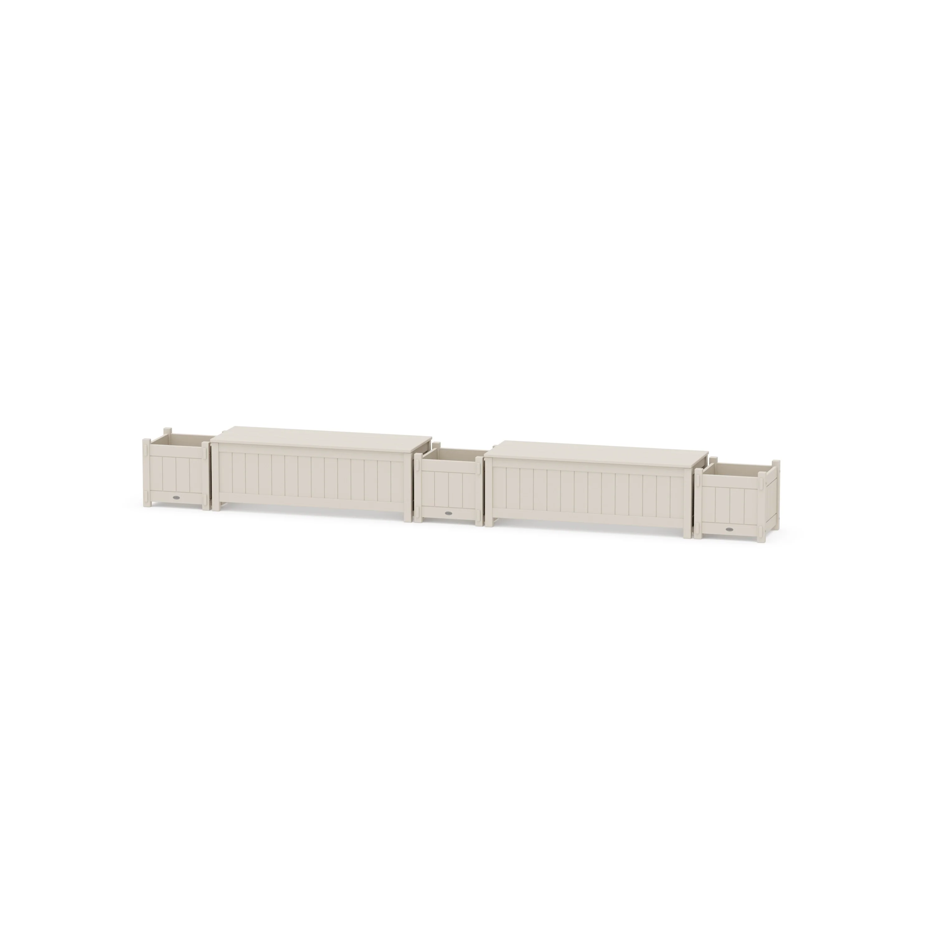 48" Vineyard Straight Double Planter Storage Bench Set - Image 4