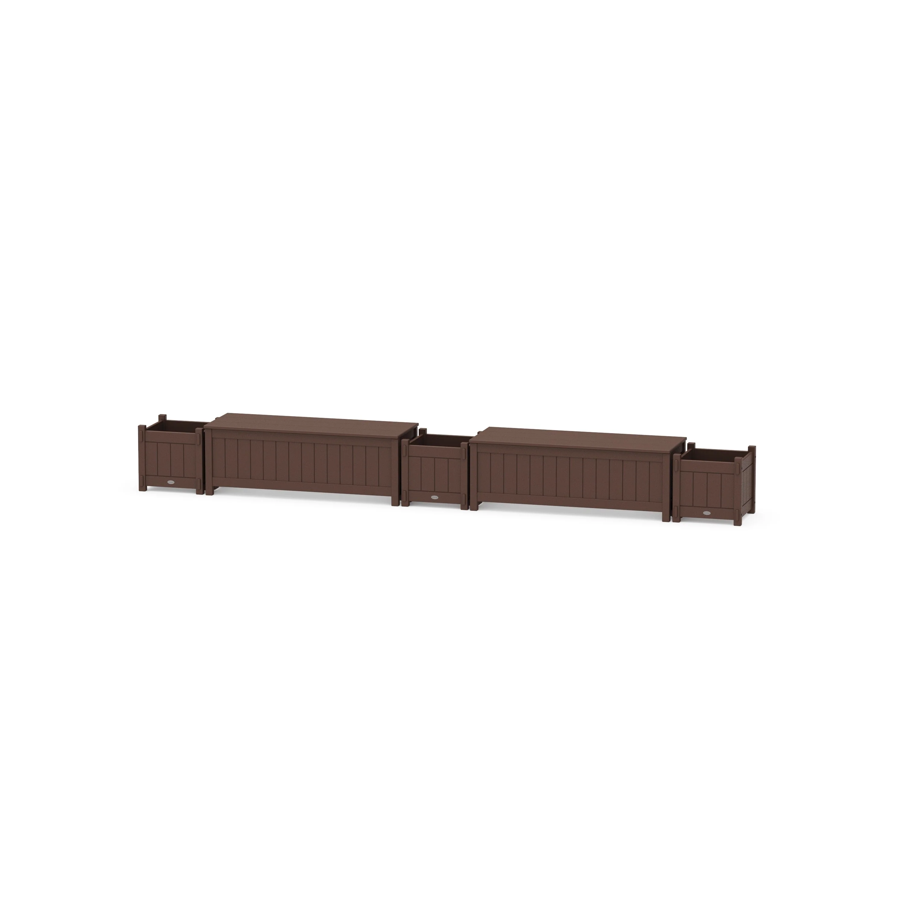 48" Vineyard Straight Double Planter Storage Bench Set - Image 6