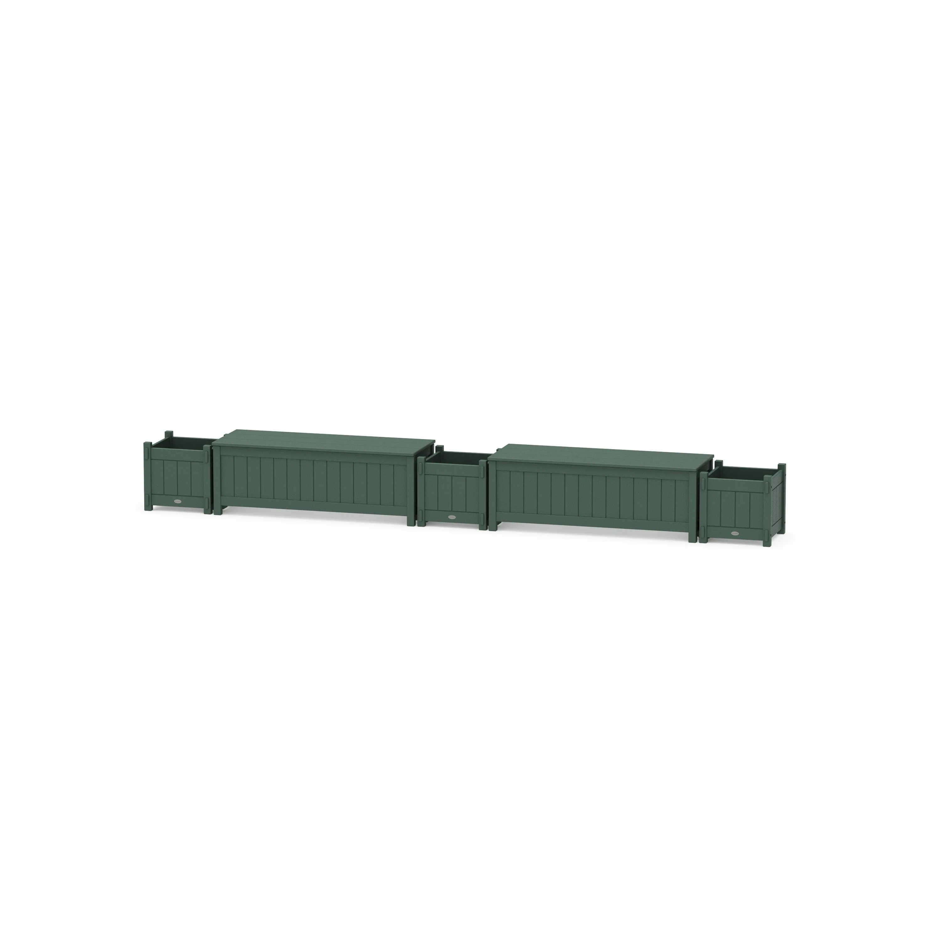 48" Vineyard Straight Double Planter Storage Bench Set - Image 8