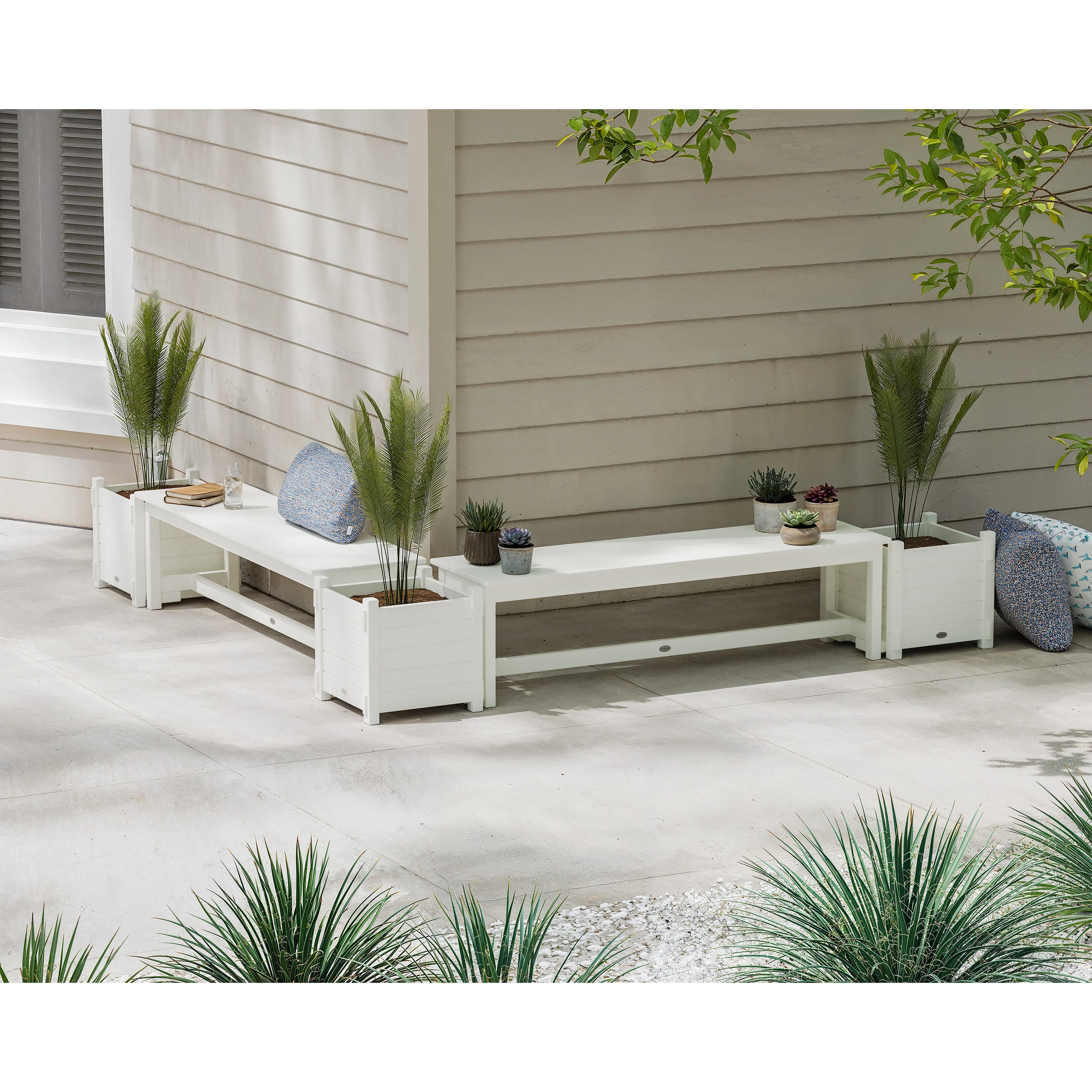 60" Nautical L- Shaped Planter Bench Corner Set - Image 3
