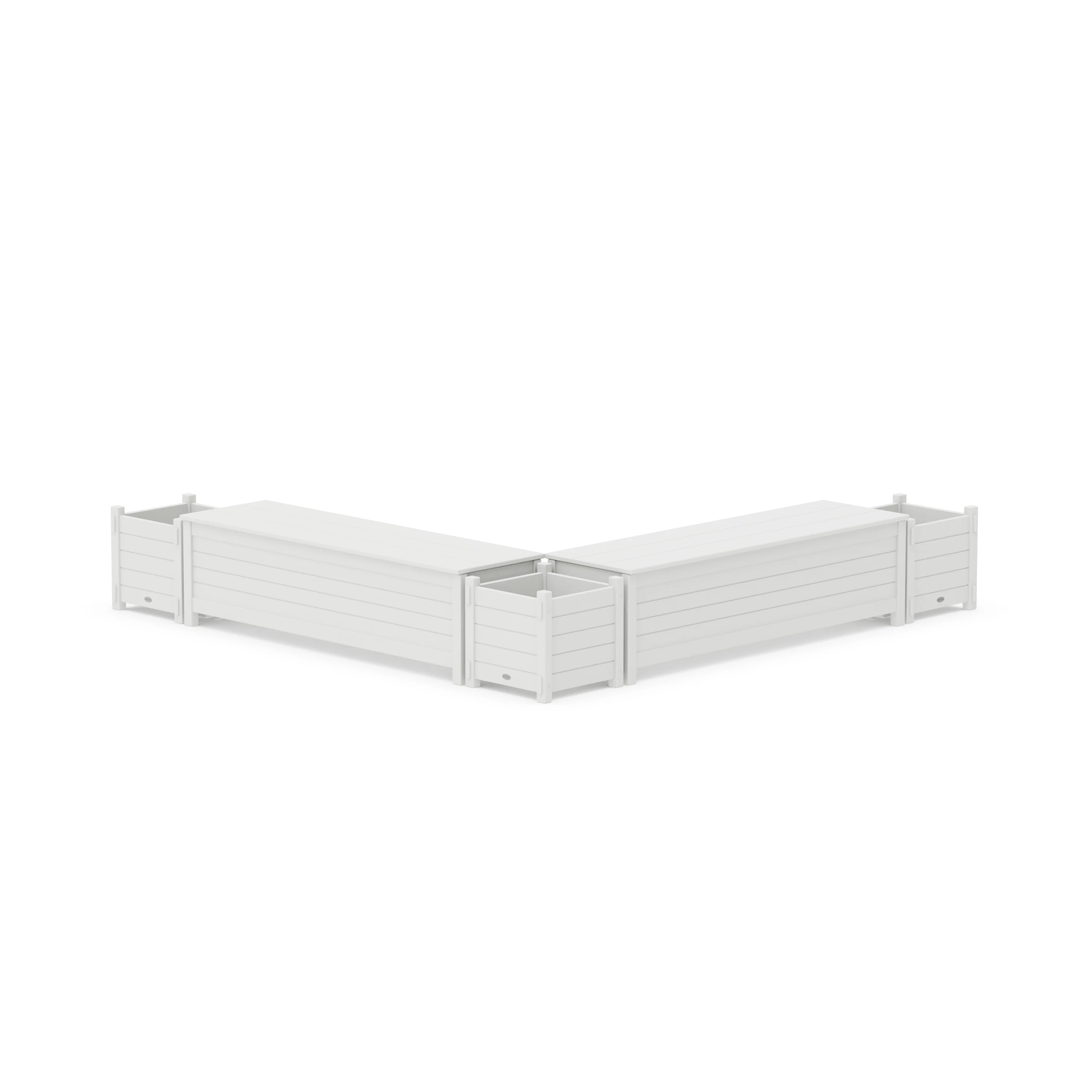 60" Nautical L- Shaped Planter Storage Bench Corner Set - Image 7