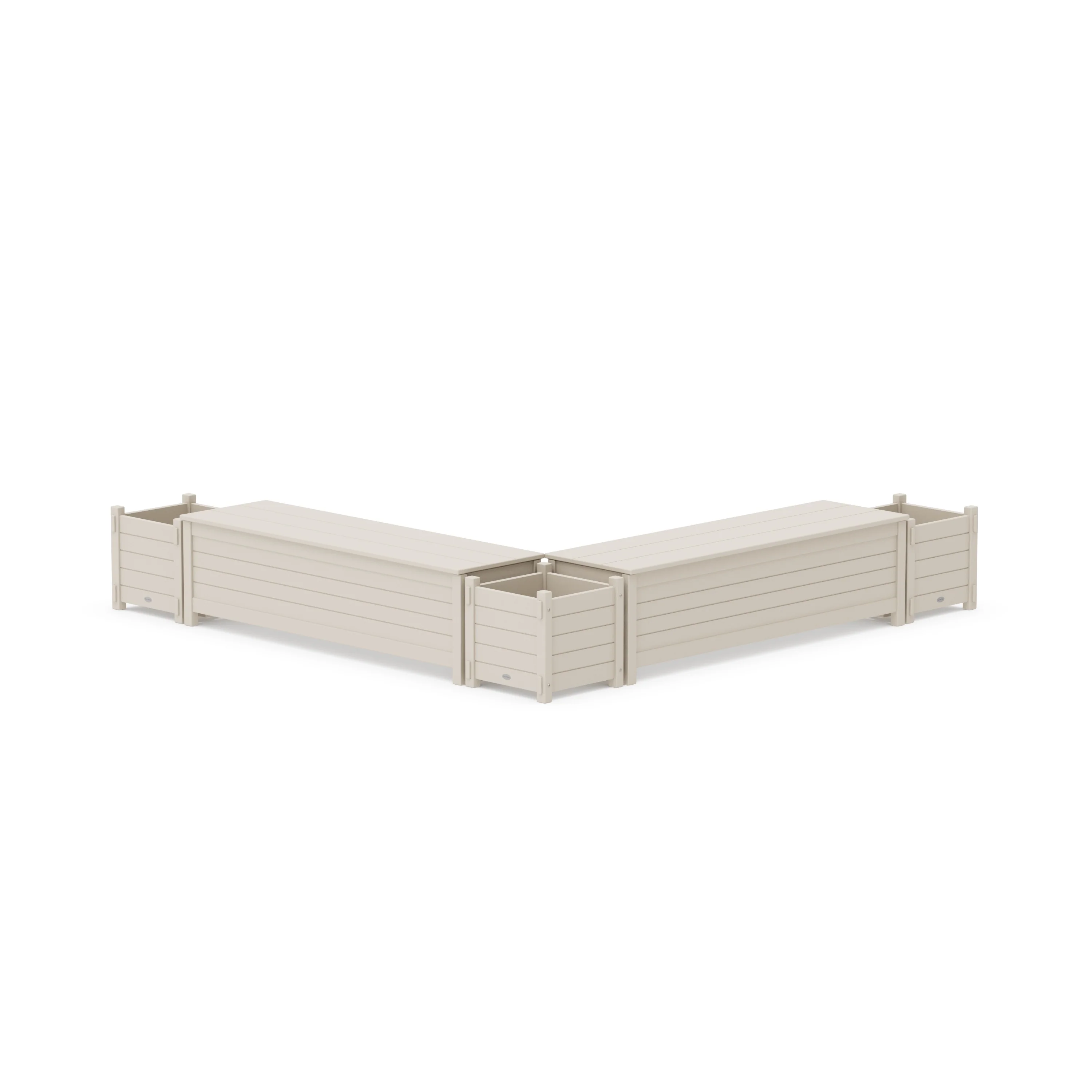 60" Nautical L- Shaped Planter Storage Bench Corner Set - Image 8
