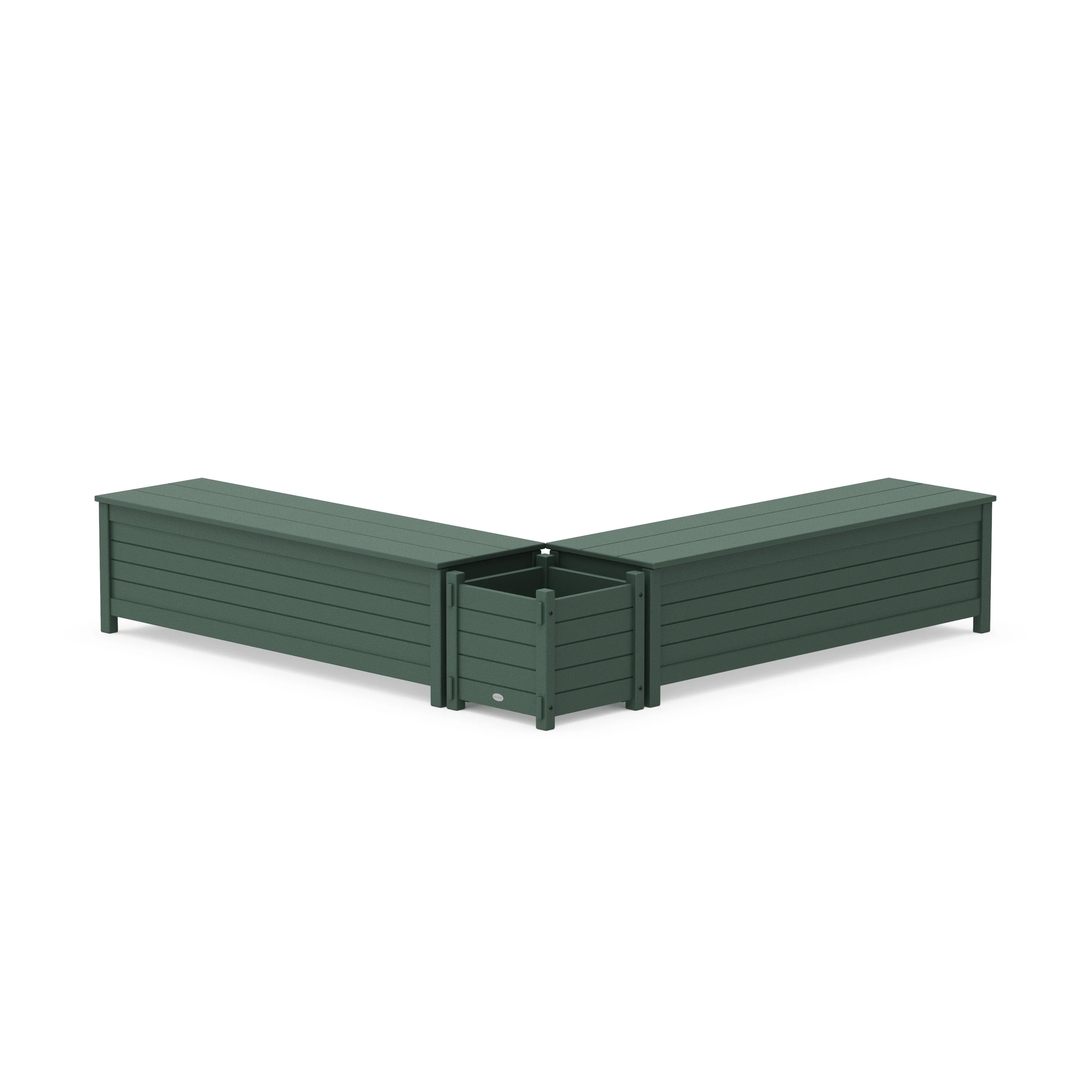 60" Nautical L- Shaped Planter Storage Bench Set - Image 4