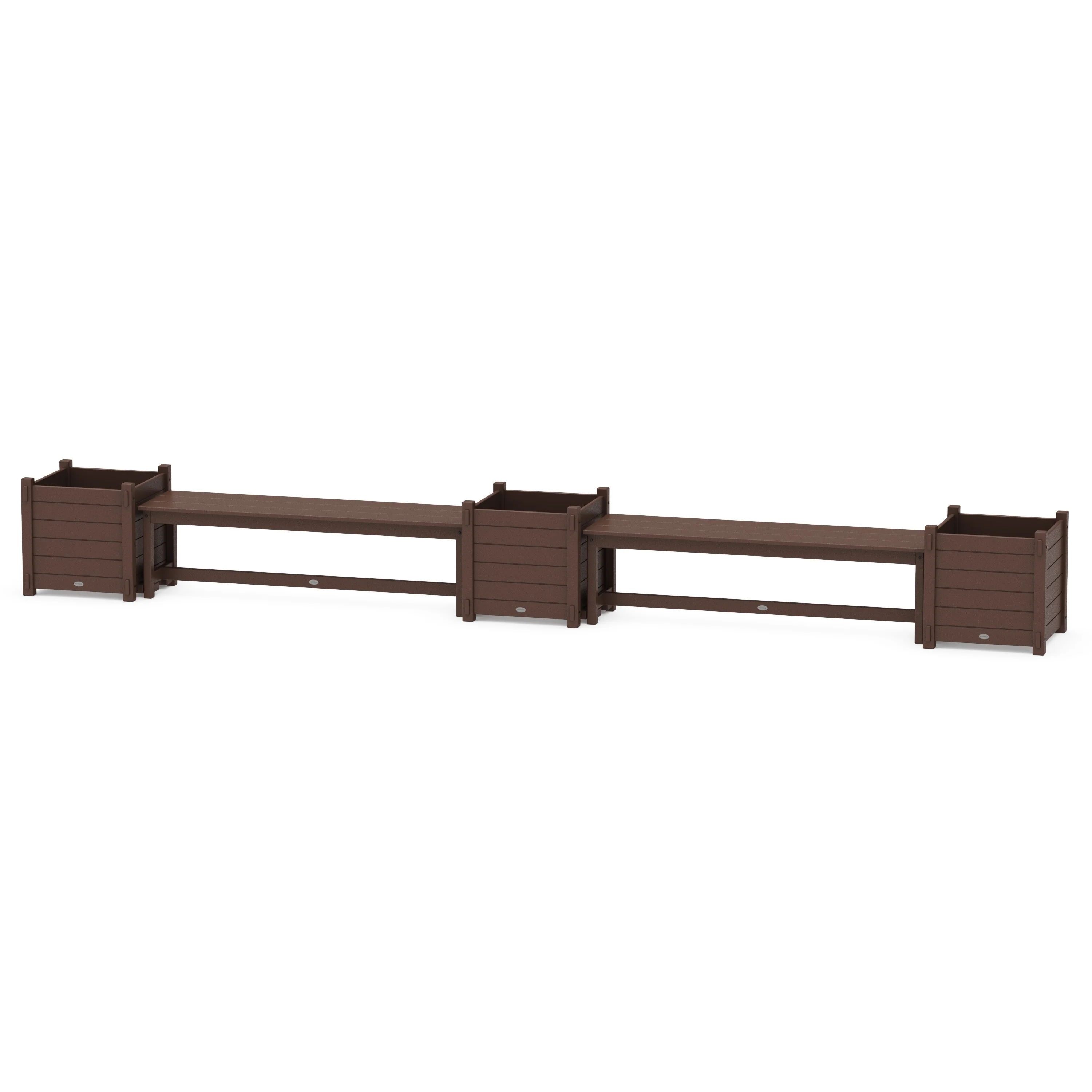 60" Nautical Straight Double Planter Bench Set - Large - Image 6