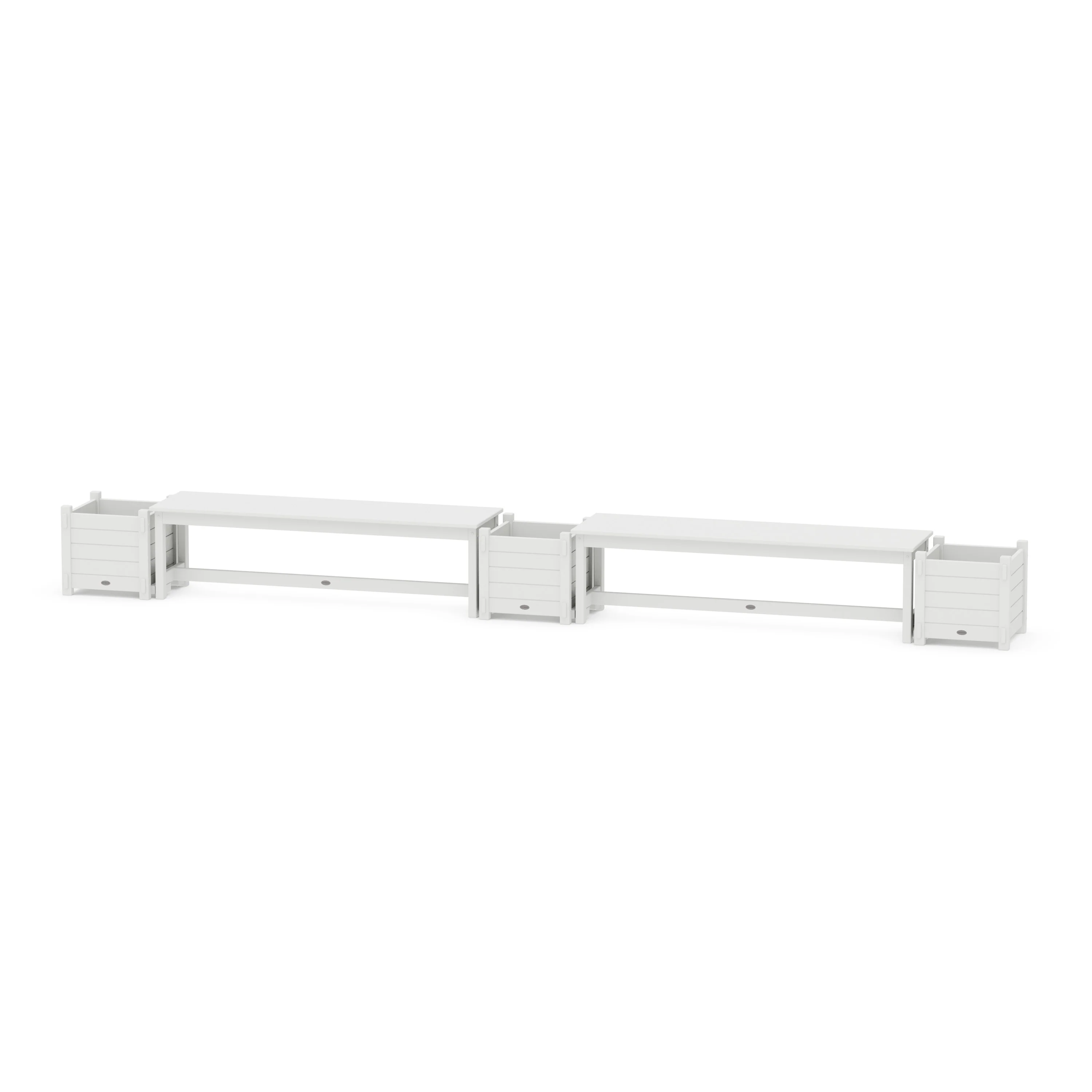 60" Nautical Straight Double Planter Bench Set - Image 3