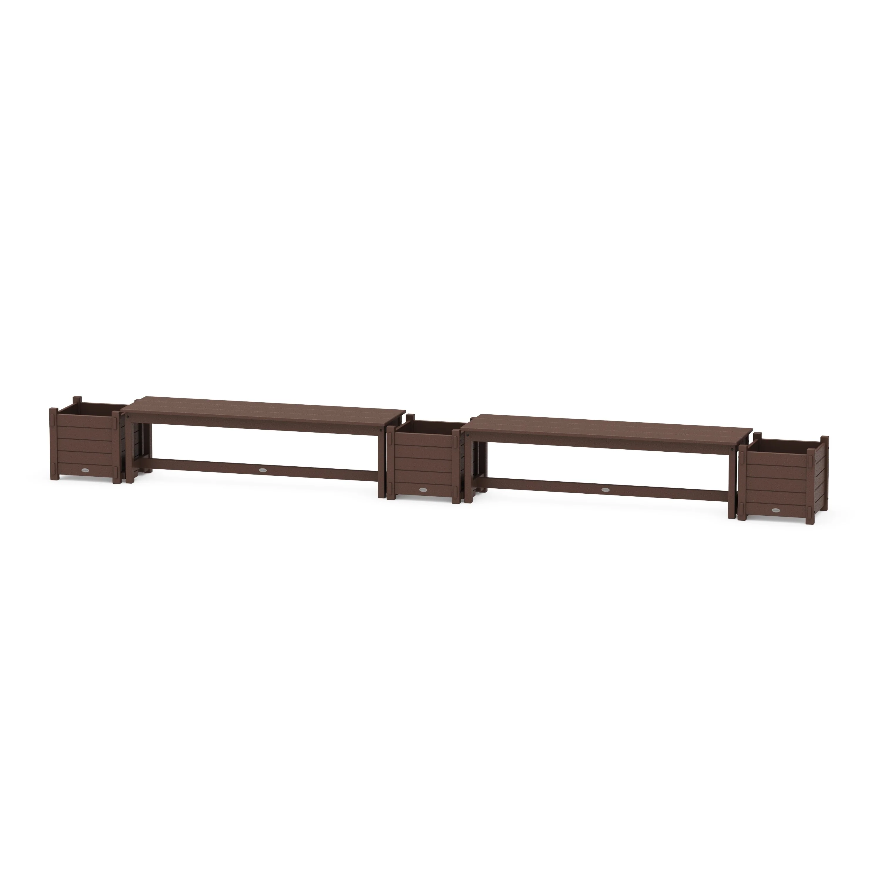 60" Nautical Straight Double Planter Bench Set - Image 8