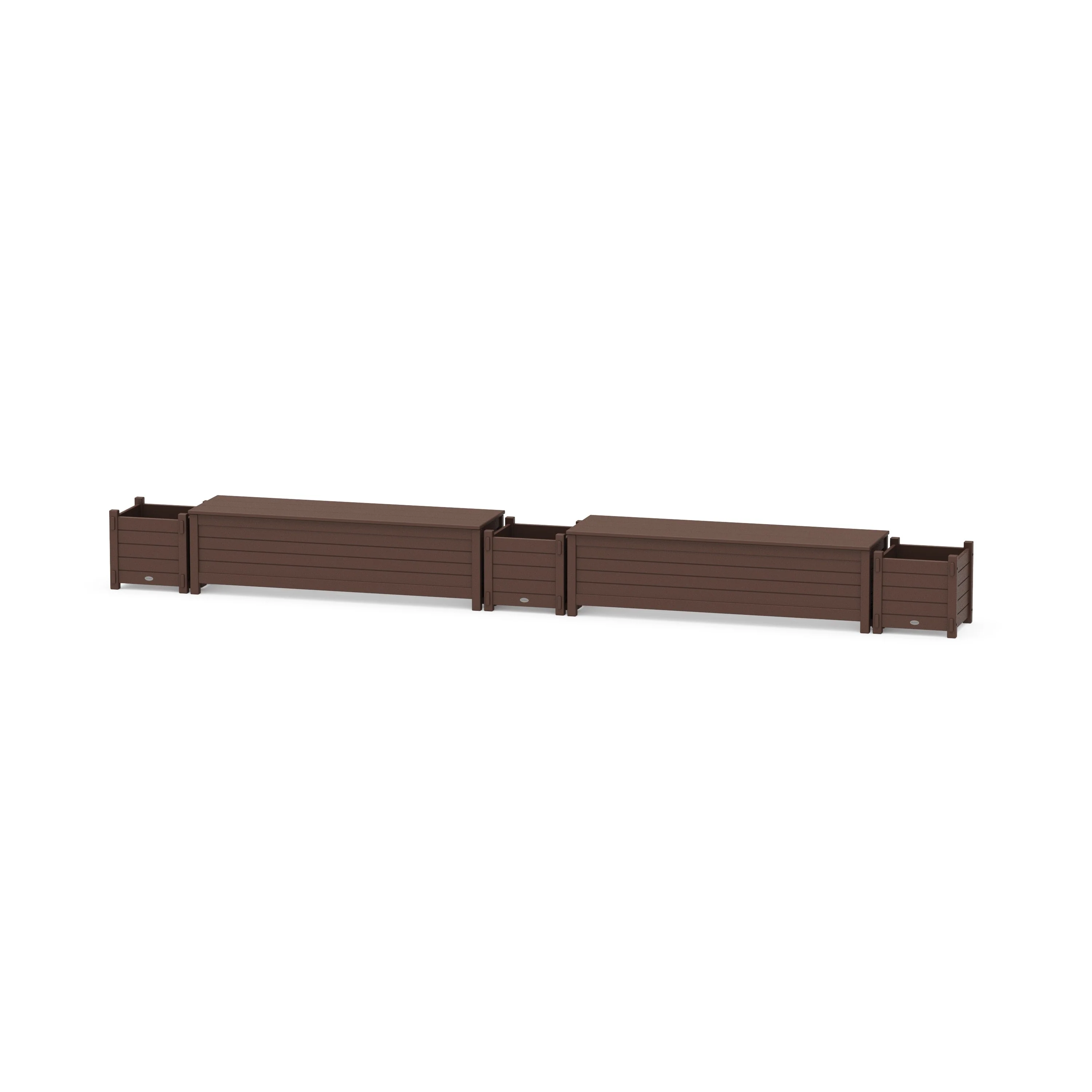 60" Nautical Straight Double Planter Storage Bench Set - Image 3