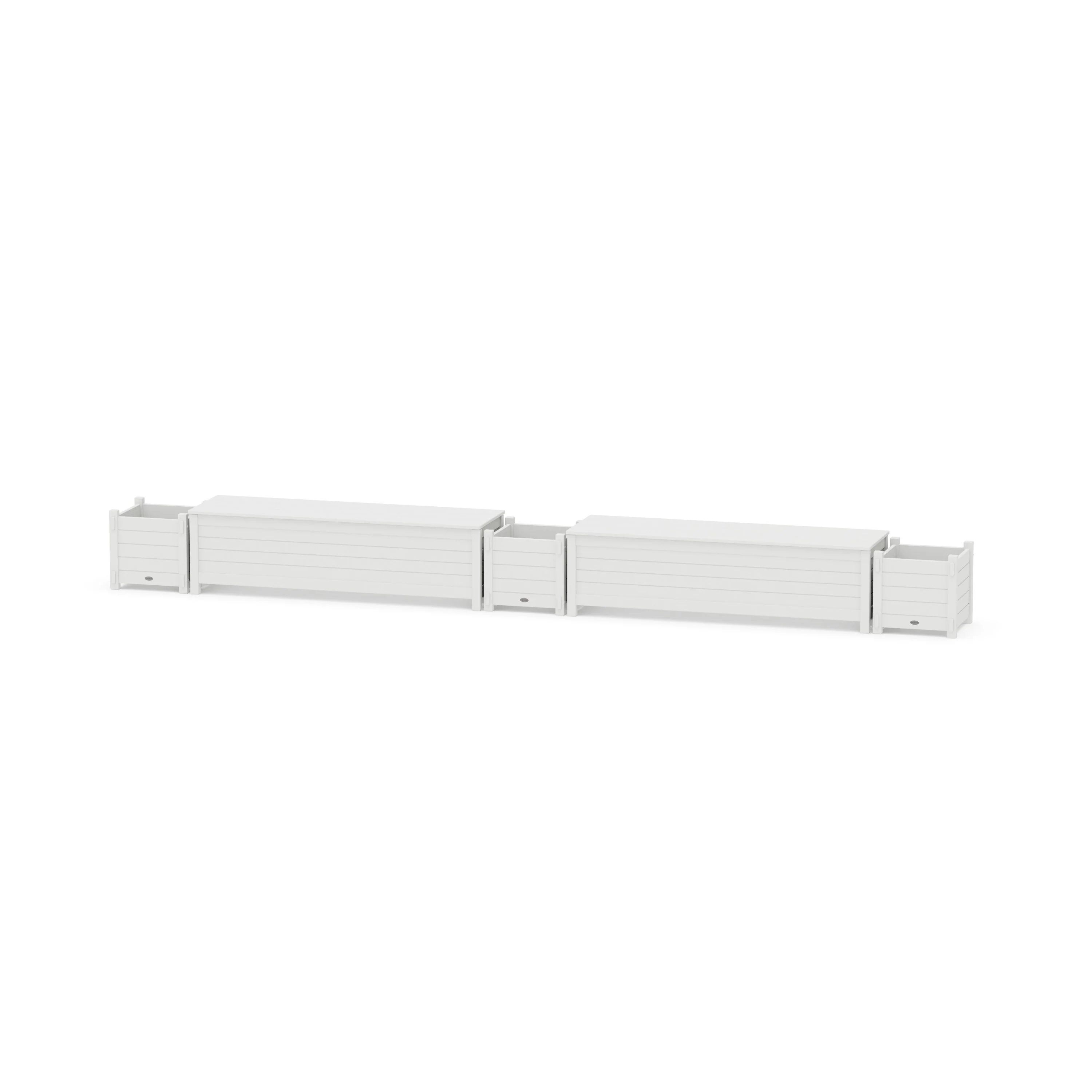 60" Nautical Straight Double Planter Storage Bench Set - Image 6