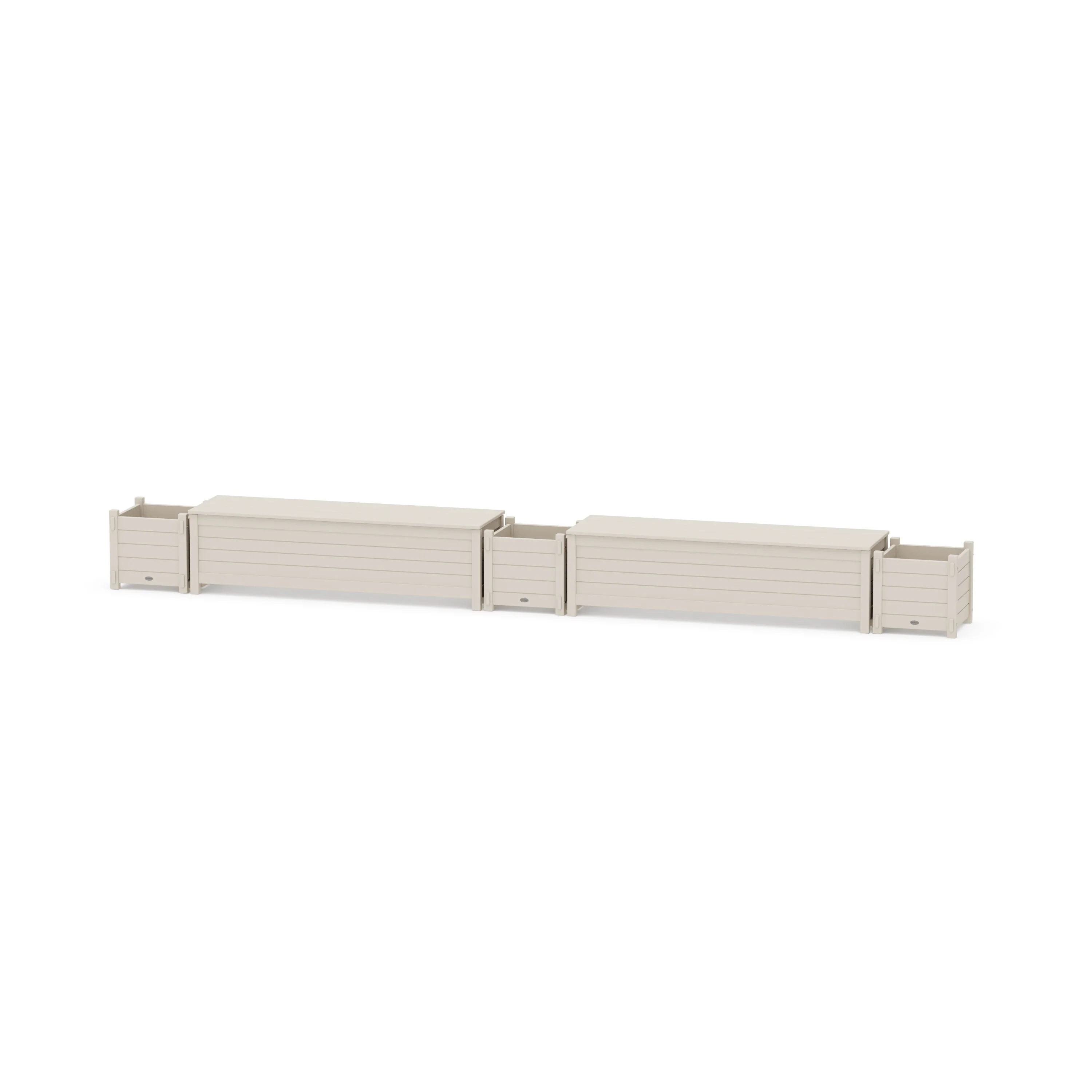 60" Nautical Straight Double Planter Storage Bench Set - Image 7