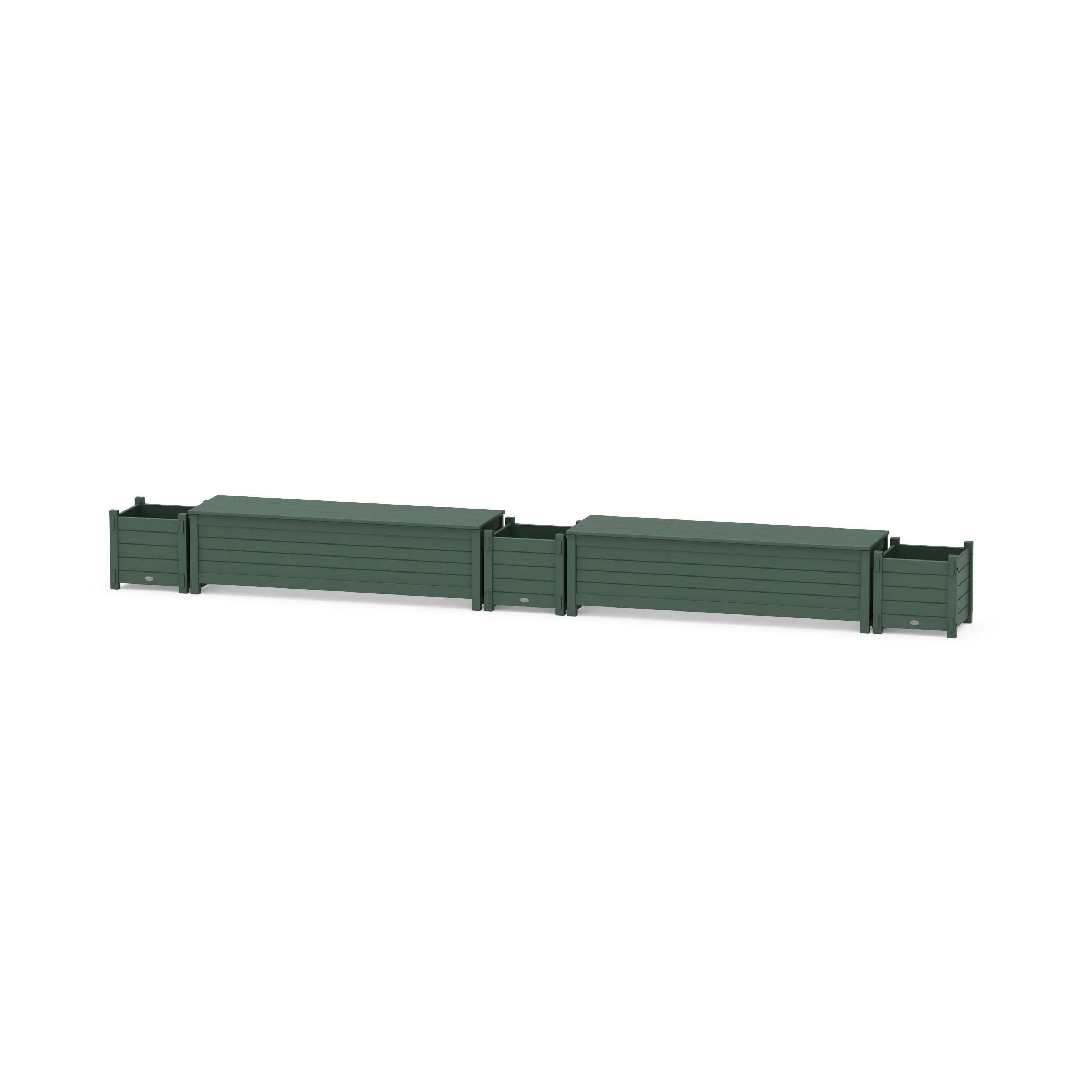 60" Nautical Straight Double Planter Storage Bench Set - Image 8