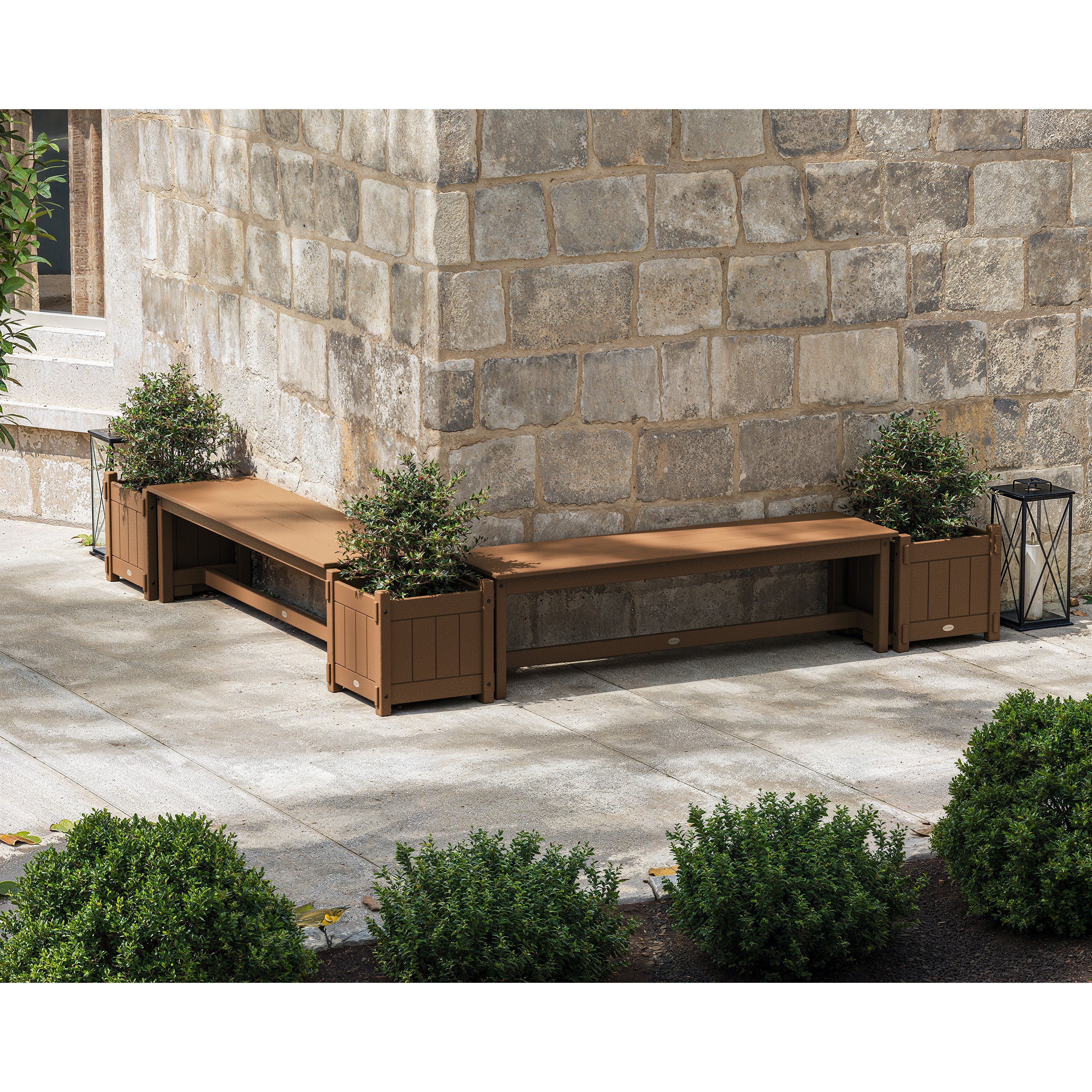 60" Vineyard L- Shaped Planter Bench Corner Set - Image 3