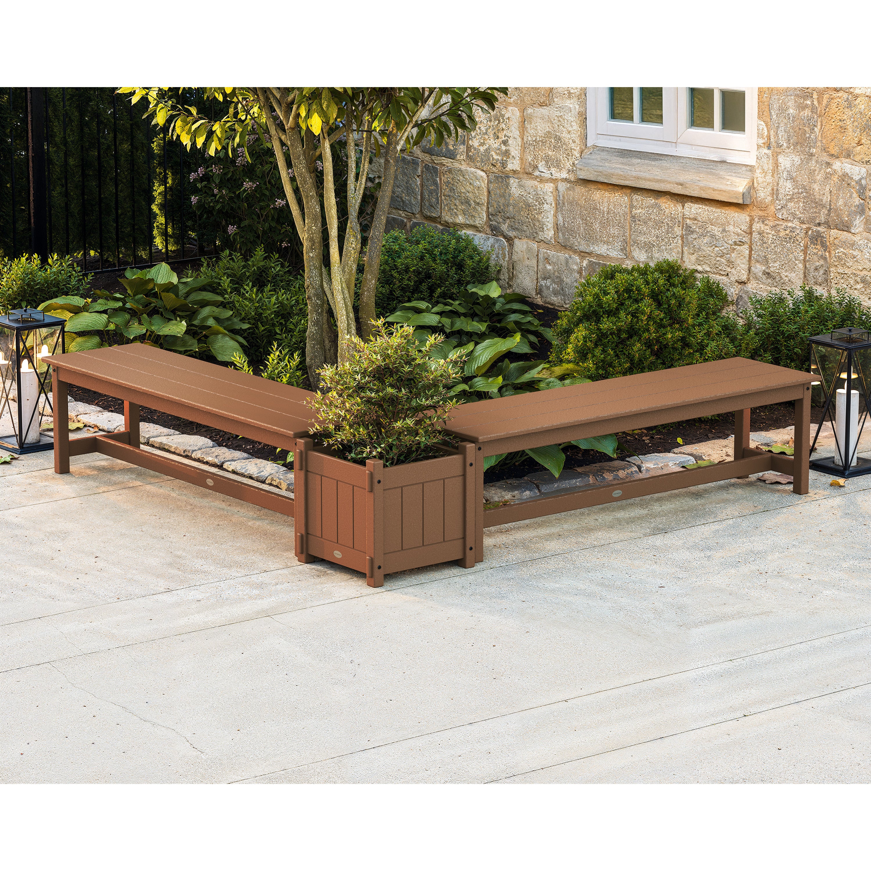 60" Vineyard L- Shaped Planter Bench Set - Image 2