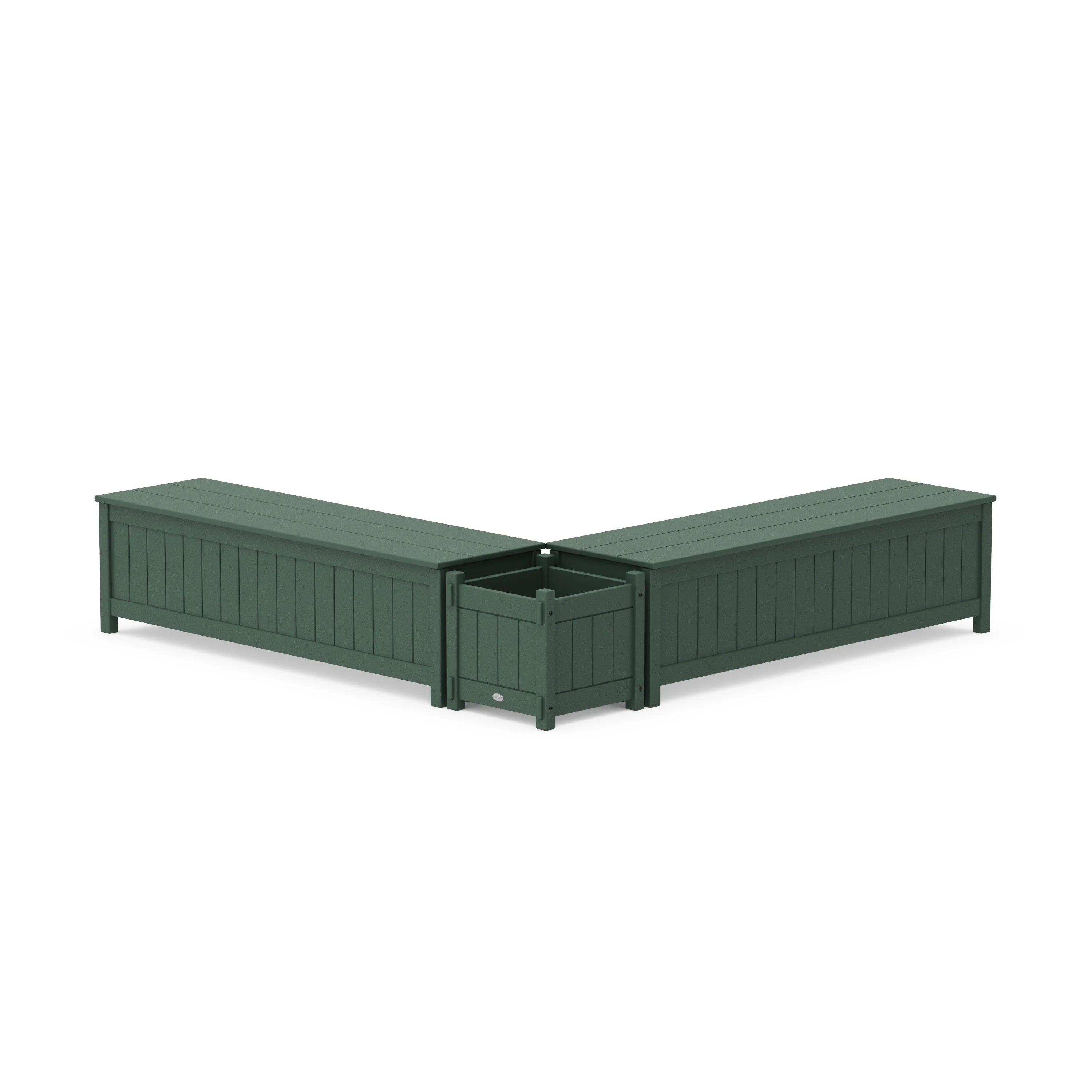 60" Vineyard L- Shaped Planter Storage Bench Set - Image 2