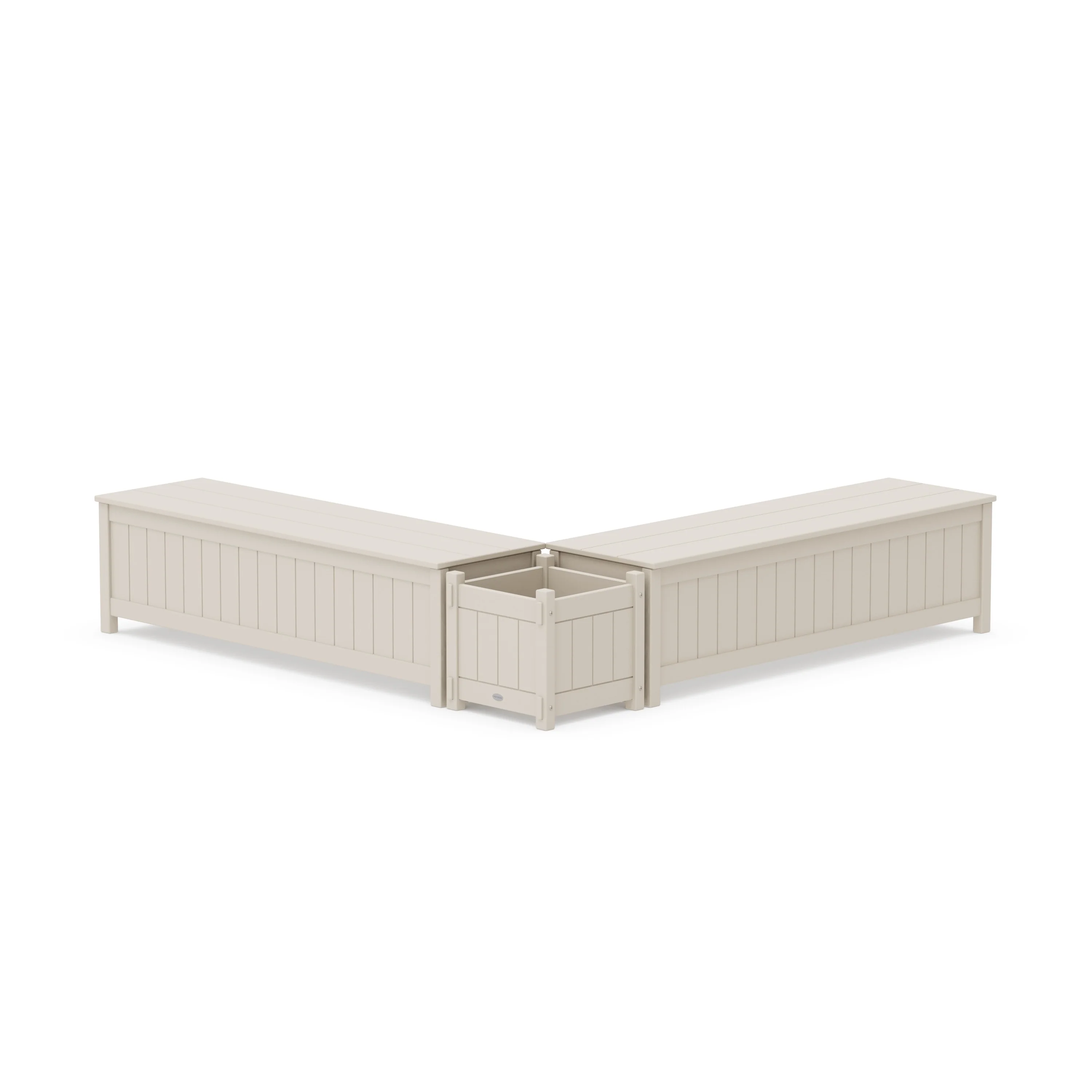 60" Vineyard L- Shaped Planter Storage Bench Set - Image 5