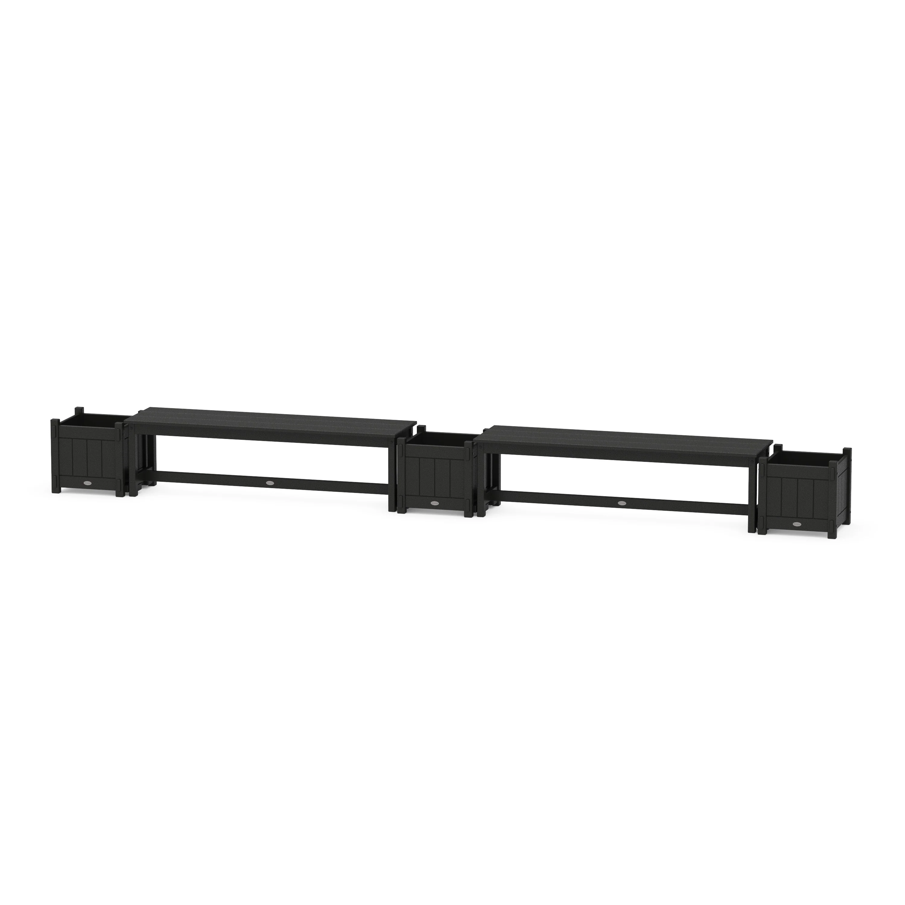 60" Vineyard Straight Double Planter Bench Set - Image 7