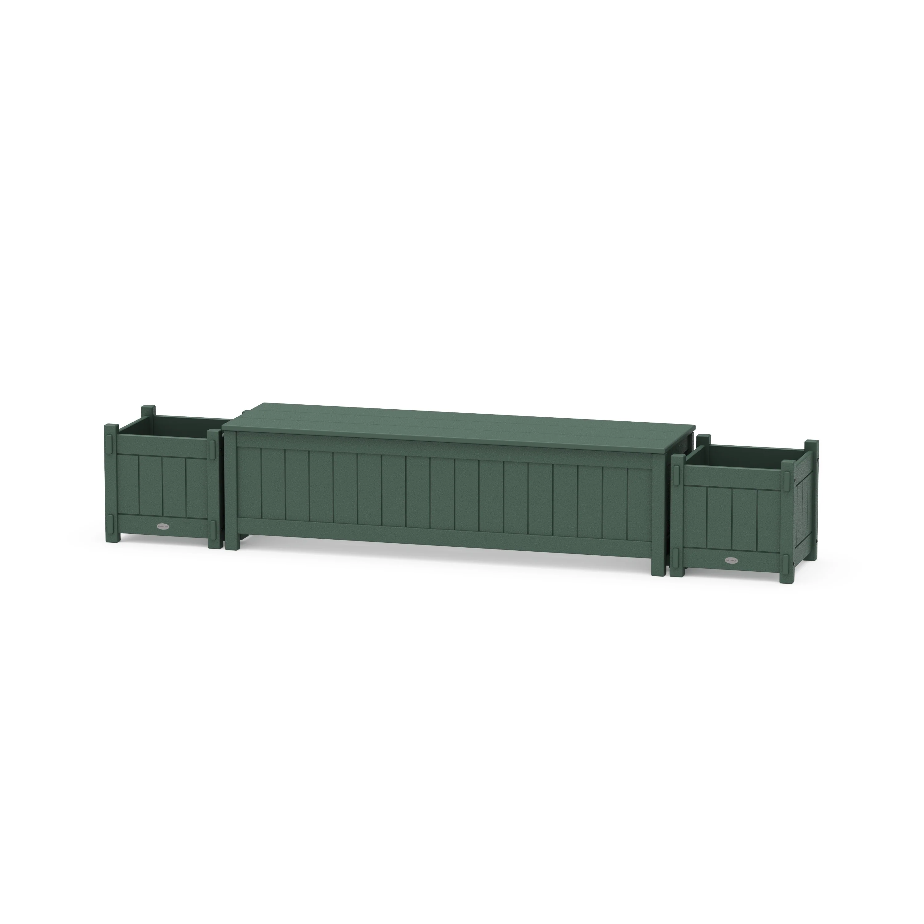 60" Vineyard Straight Planter Storage Bench Set - Image 4