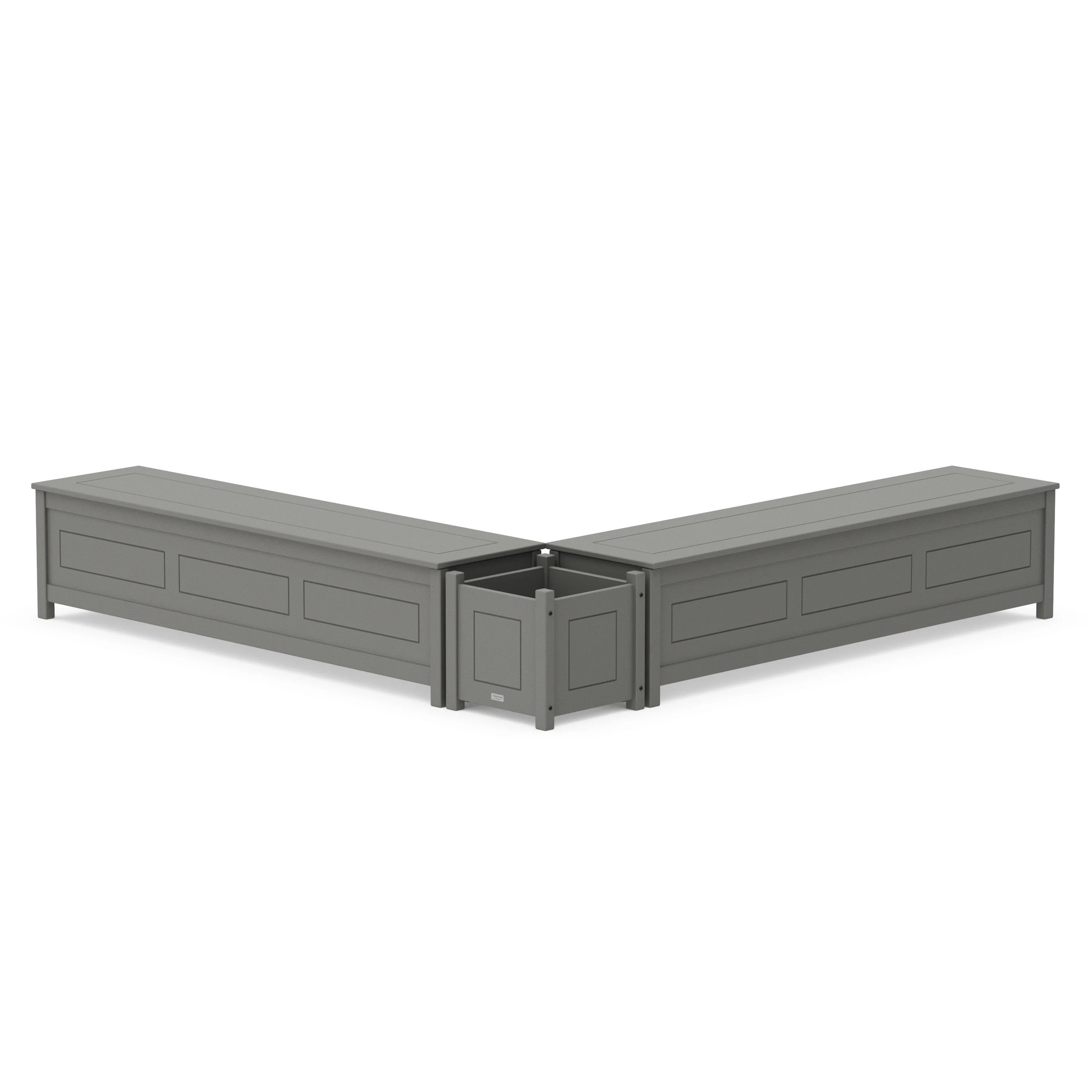 72" Country Living L- Shaped Planter Storage Bench Set