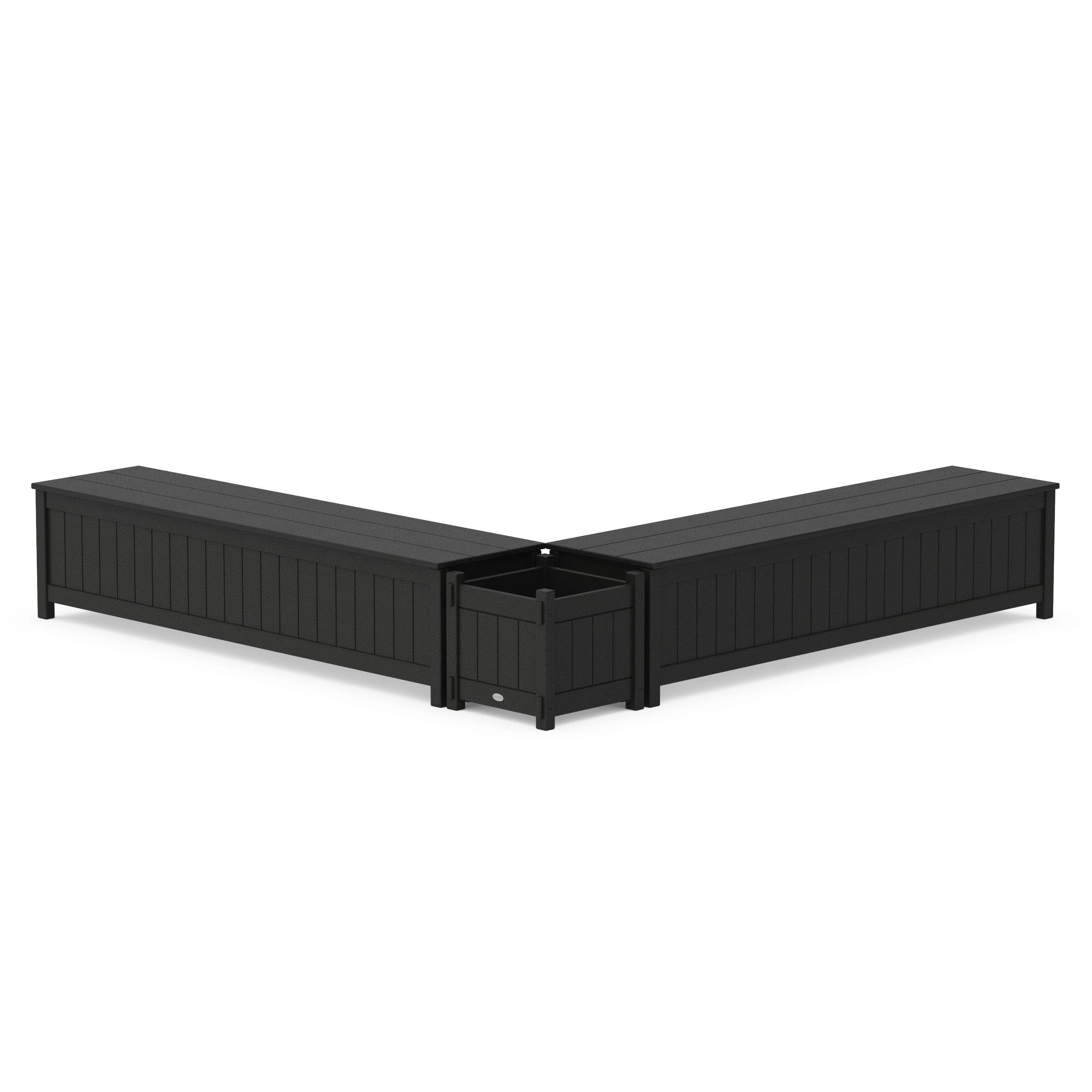 72" Vineyard L- Shaped Planter Storage Bench Set - Image 2