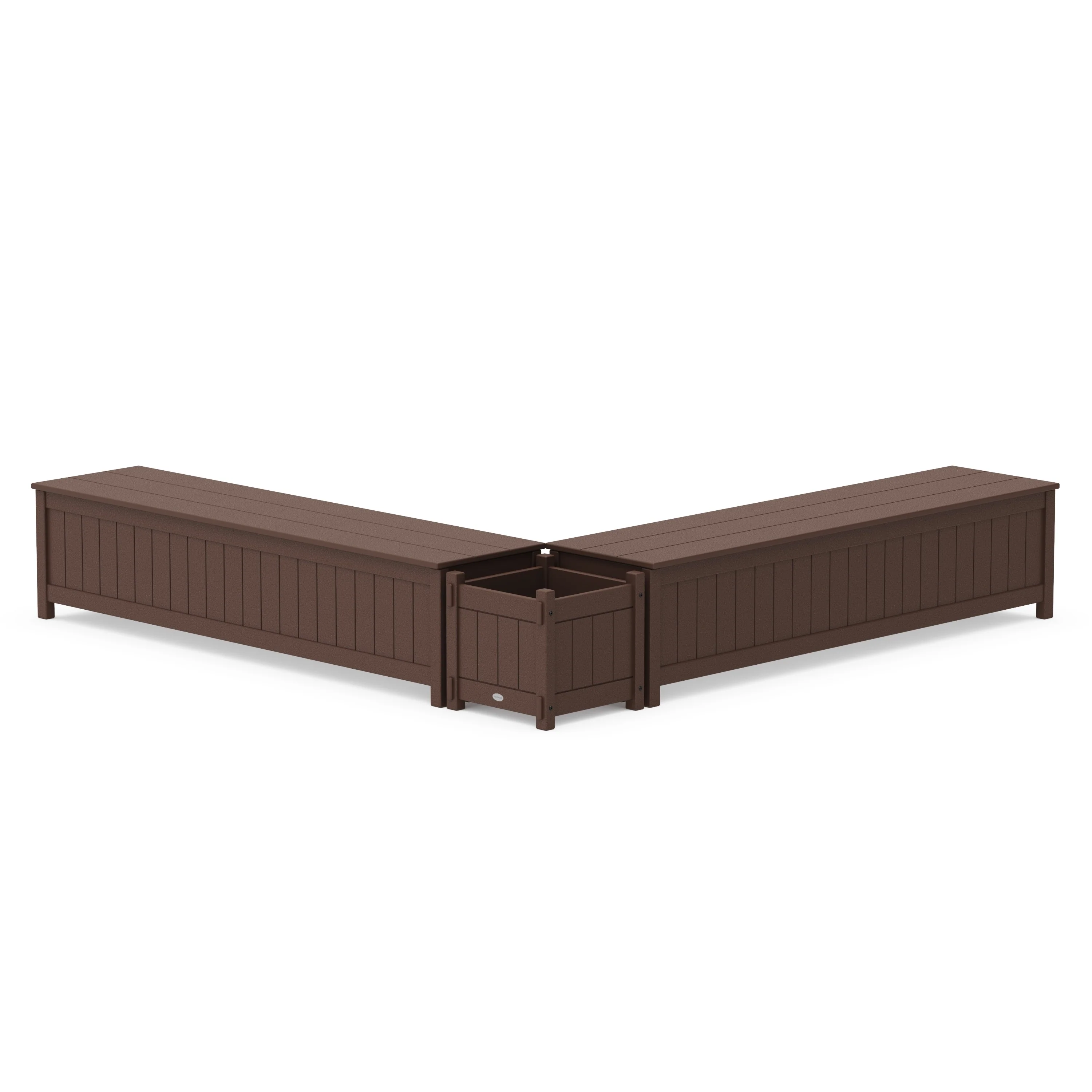 72" Vineyard L- Shaped Planter Storage Bench Set - Image 3