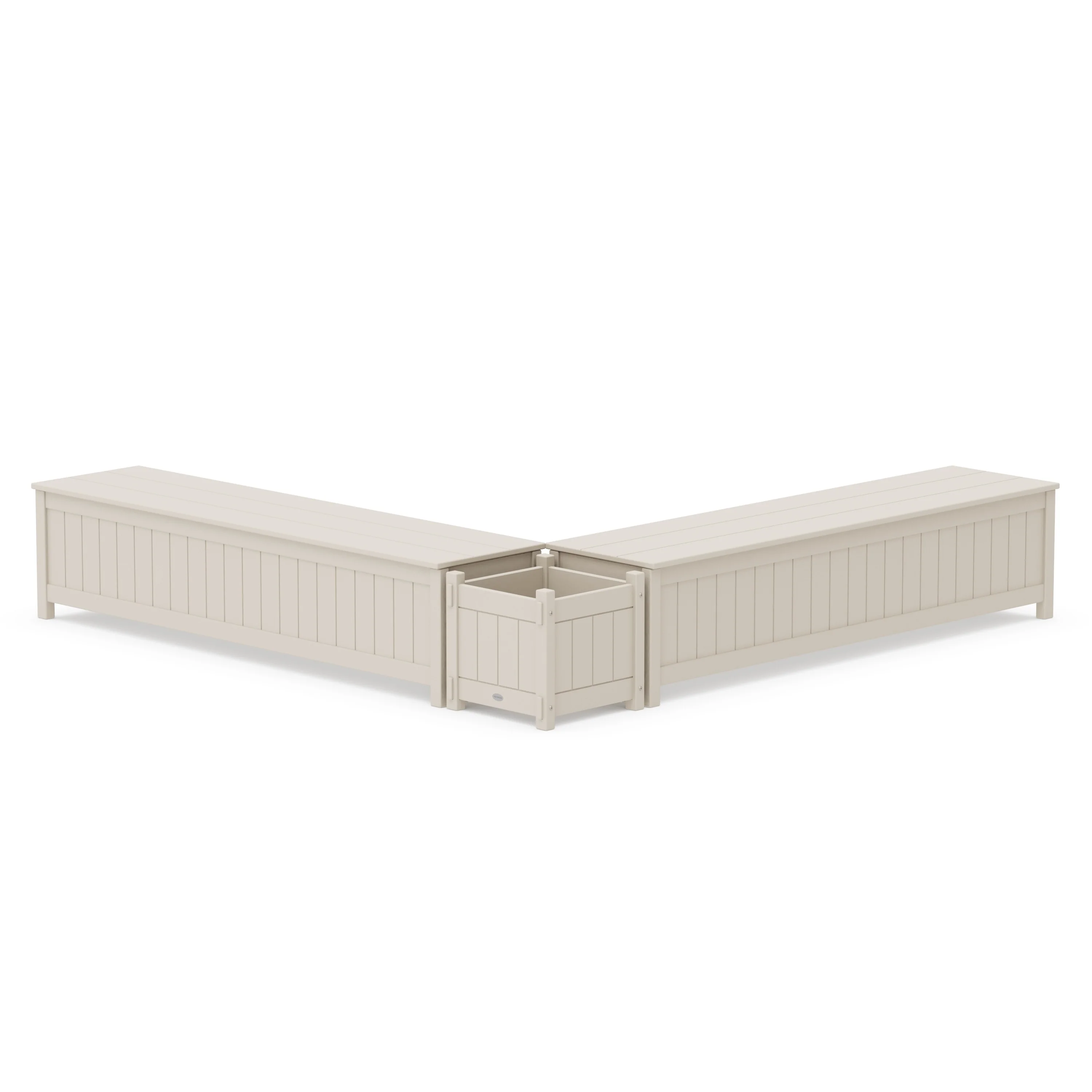 72" Vineyard L- Shaped Planter Storage Bench Set - Image 6