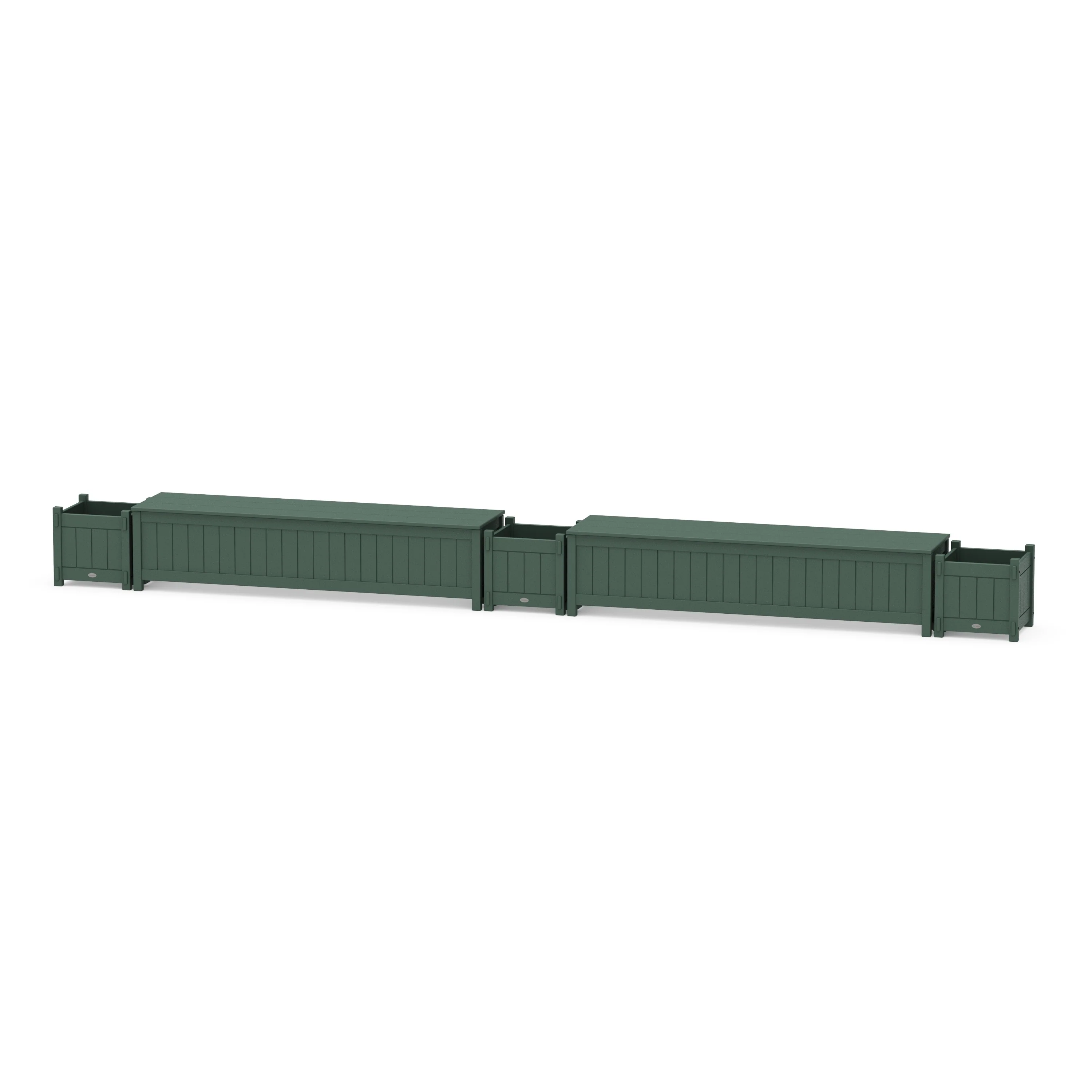 72" Vineyard Straight Double Planter Storage Bench Set - Image 3