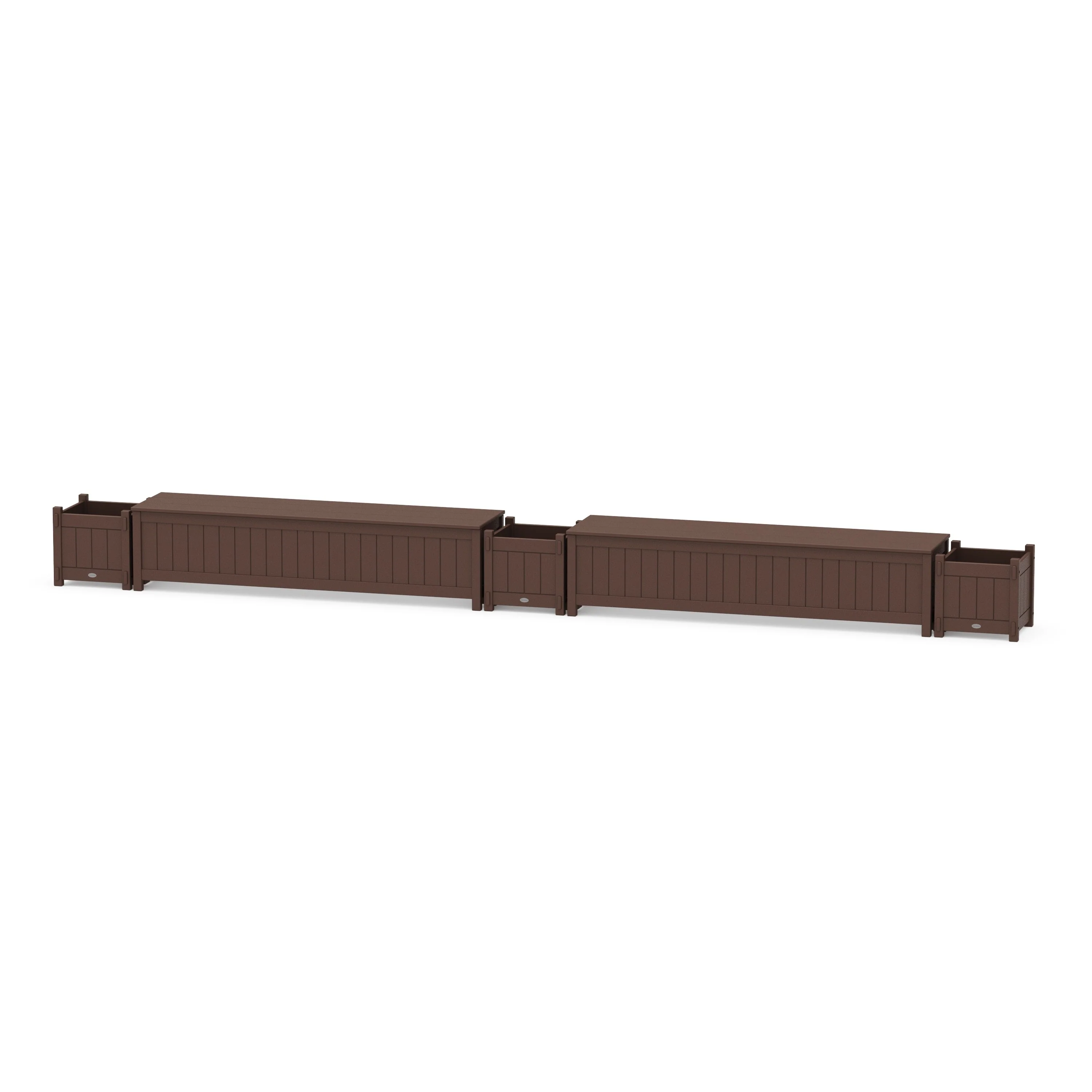 72" Vineyard Straight Double Planter Storage Bench Set - Image 5