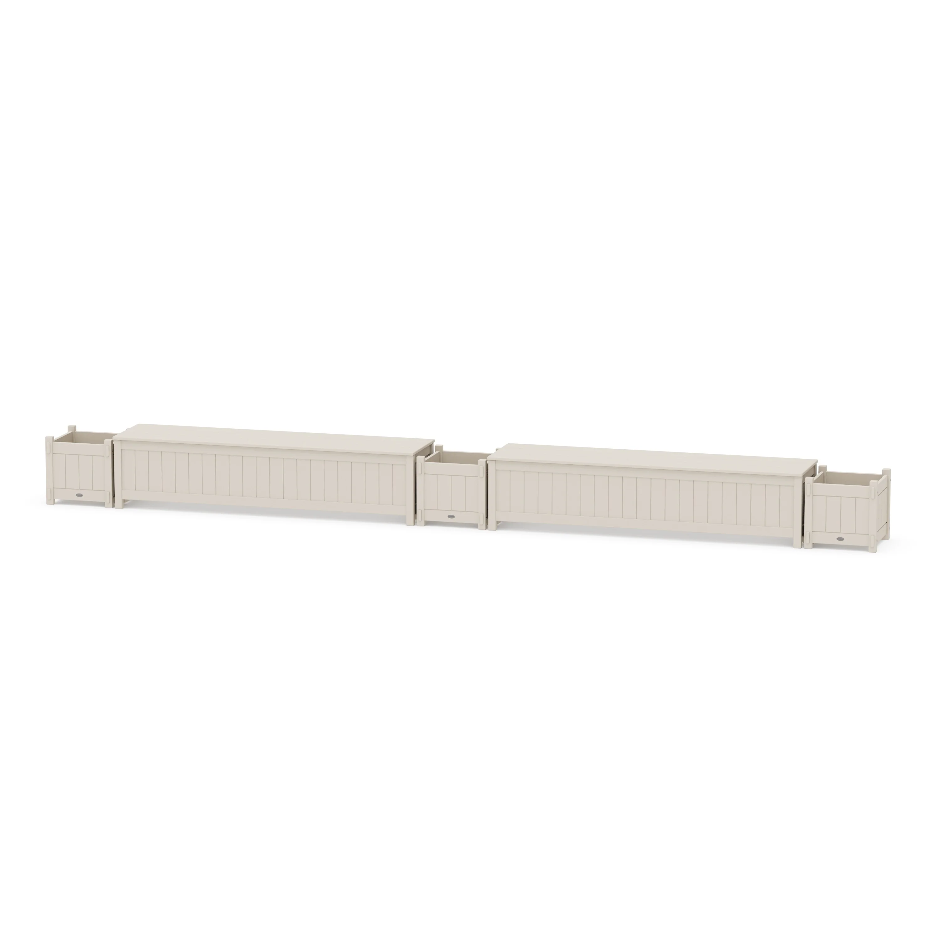 72" Vineyard Straight Double Planter Storage Bench Set - Image 8