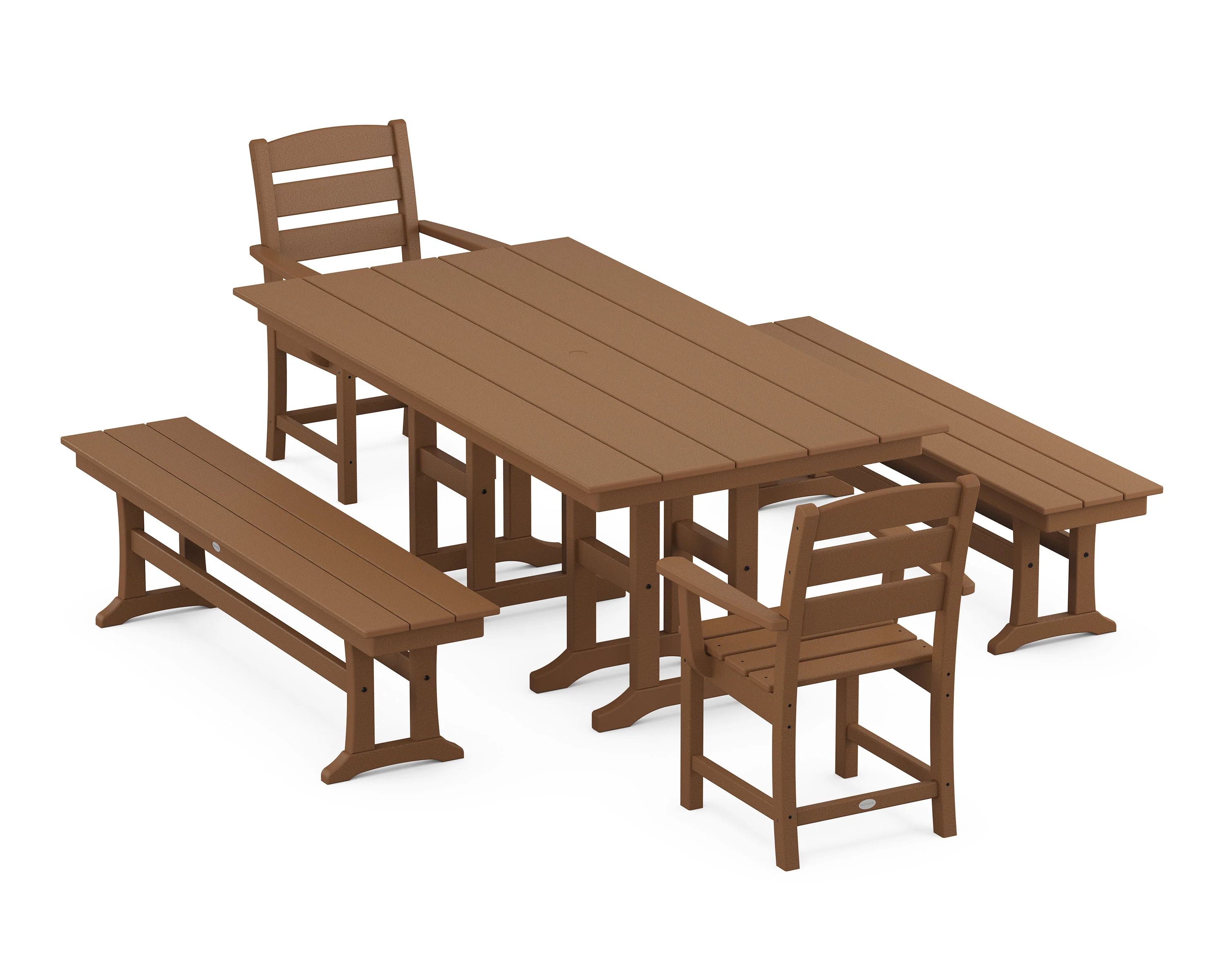 Lakeside 5-Piece Farmhouse Dining Set with Benches - Image 10