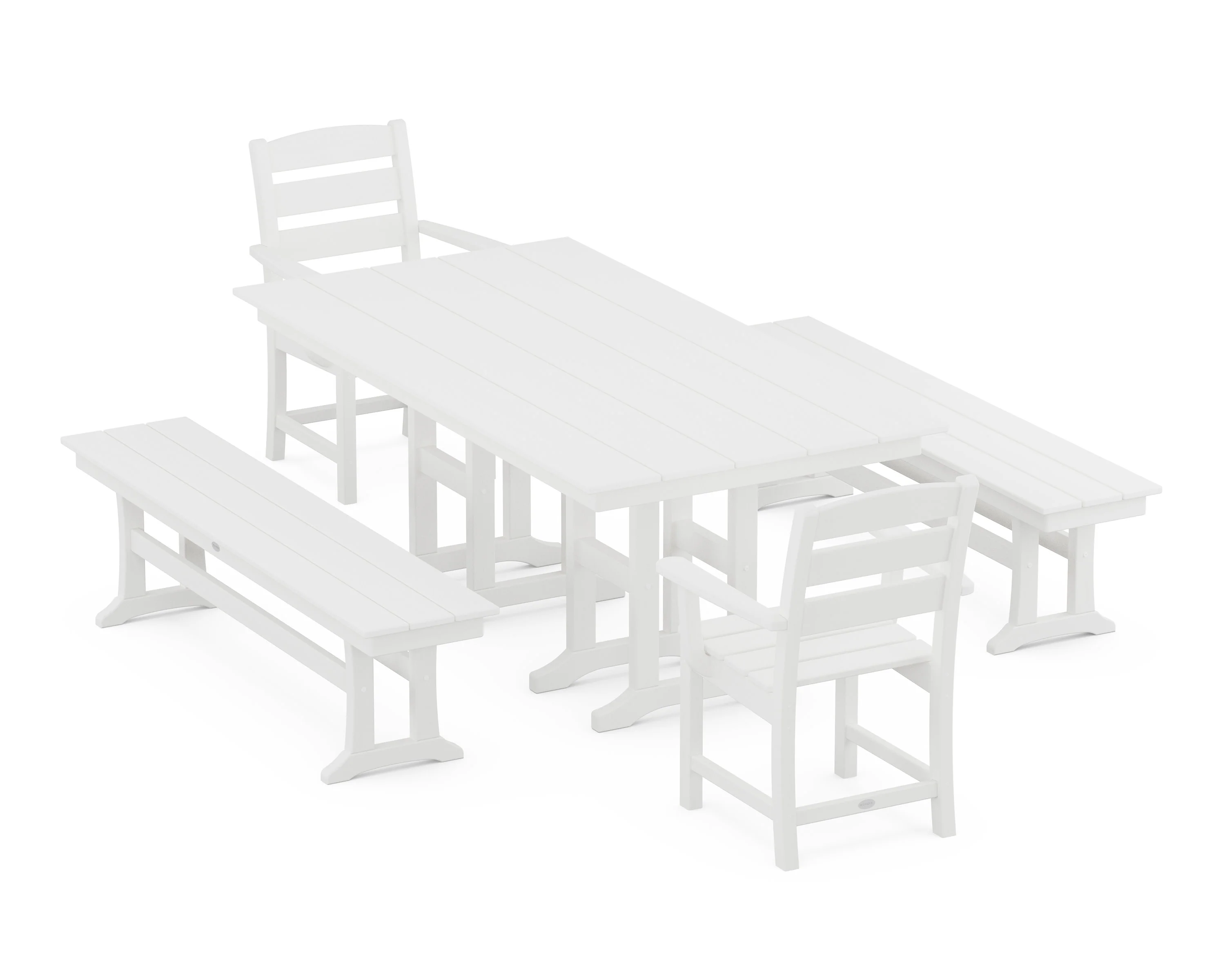 Lakeside 5-Piece Farmhouse Dining Set with Benches - Image 11
