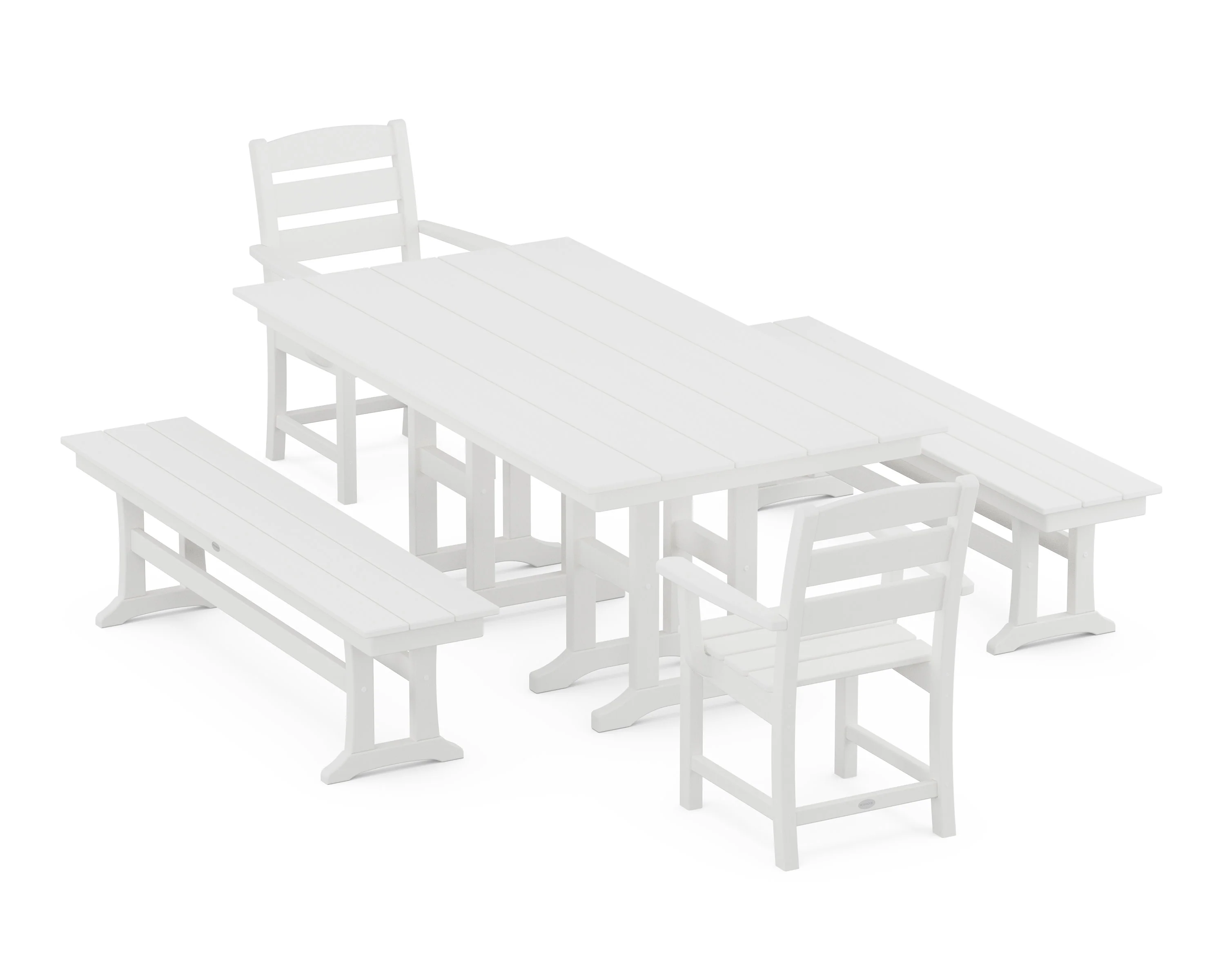 Lakeside 5-Piece Farmhouse Dining Set with Benches - Image 12