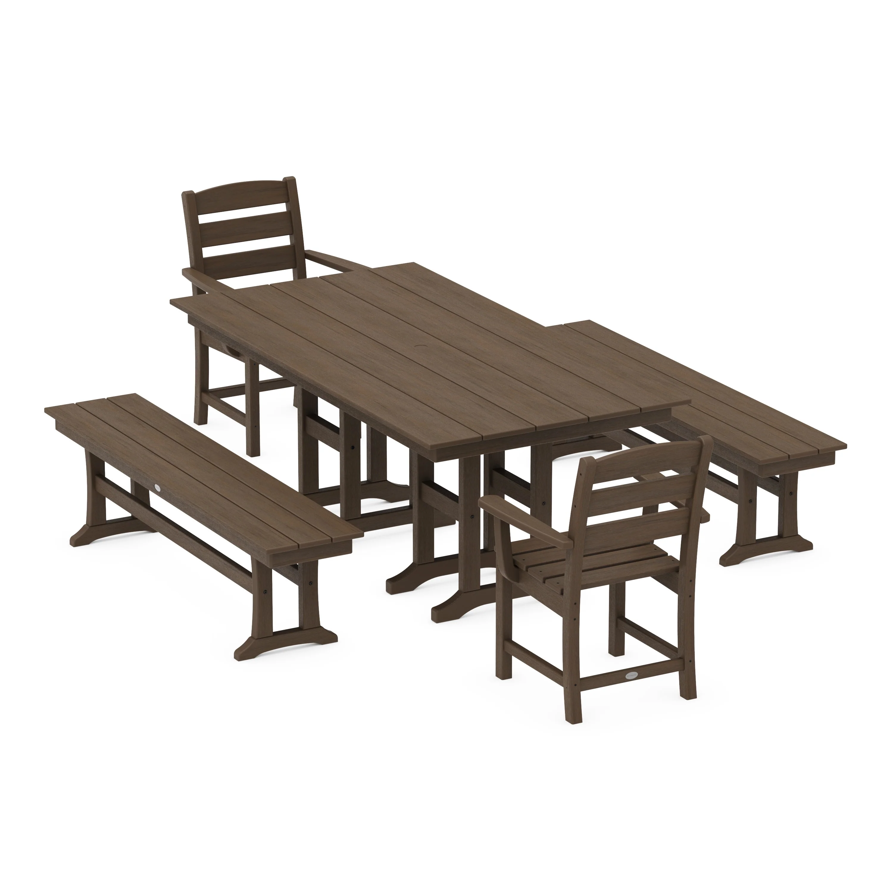 Lakeside 5-Piece Farmhouse Dining Set with Benches - Image 13