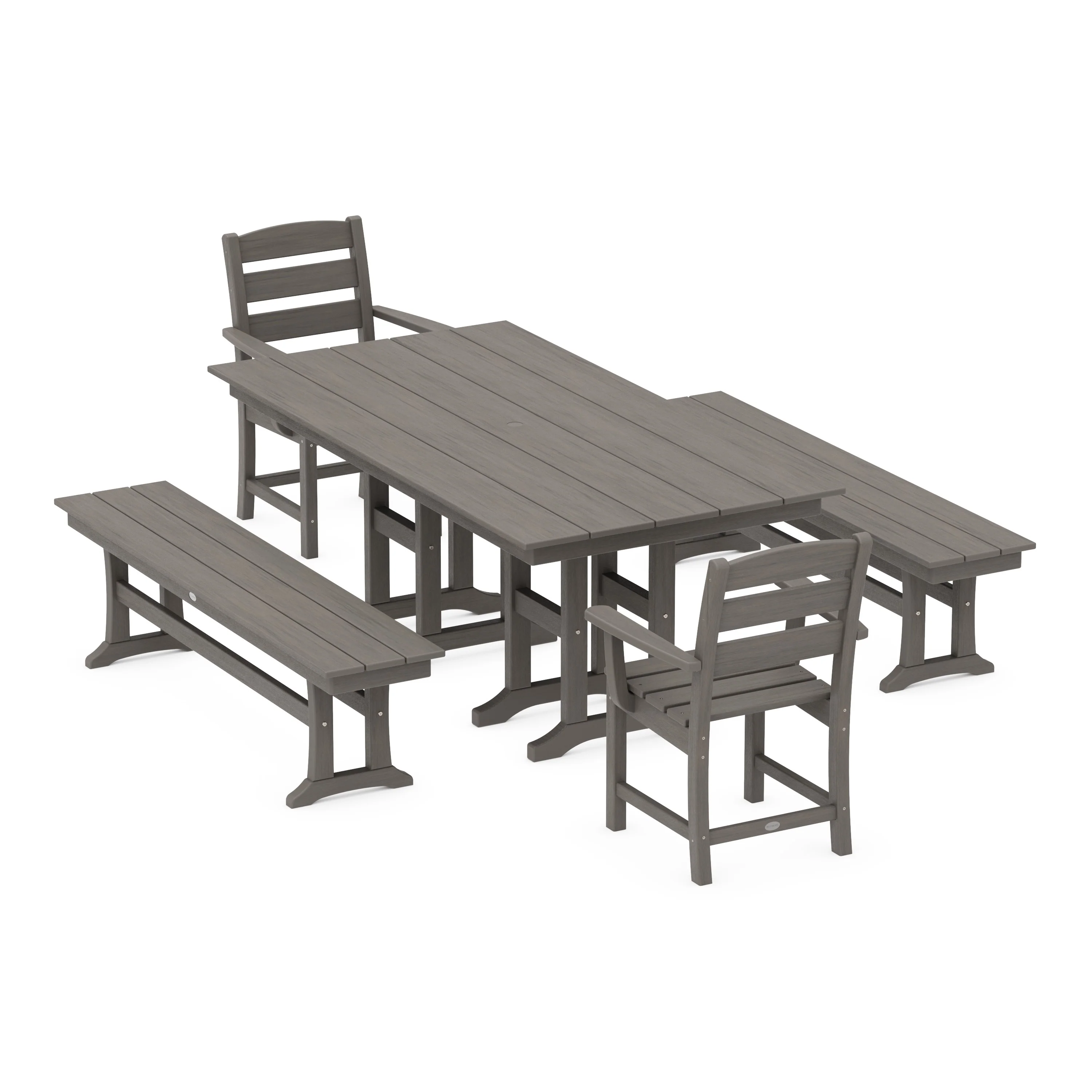 Lakeside 5-Piece Farmhouse Dining Set with Benches - Image 14