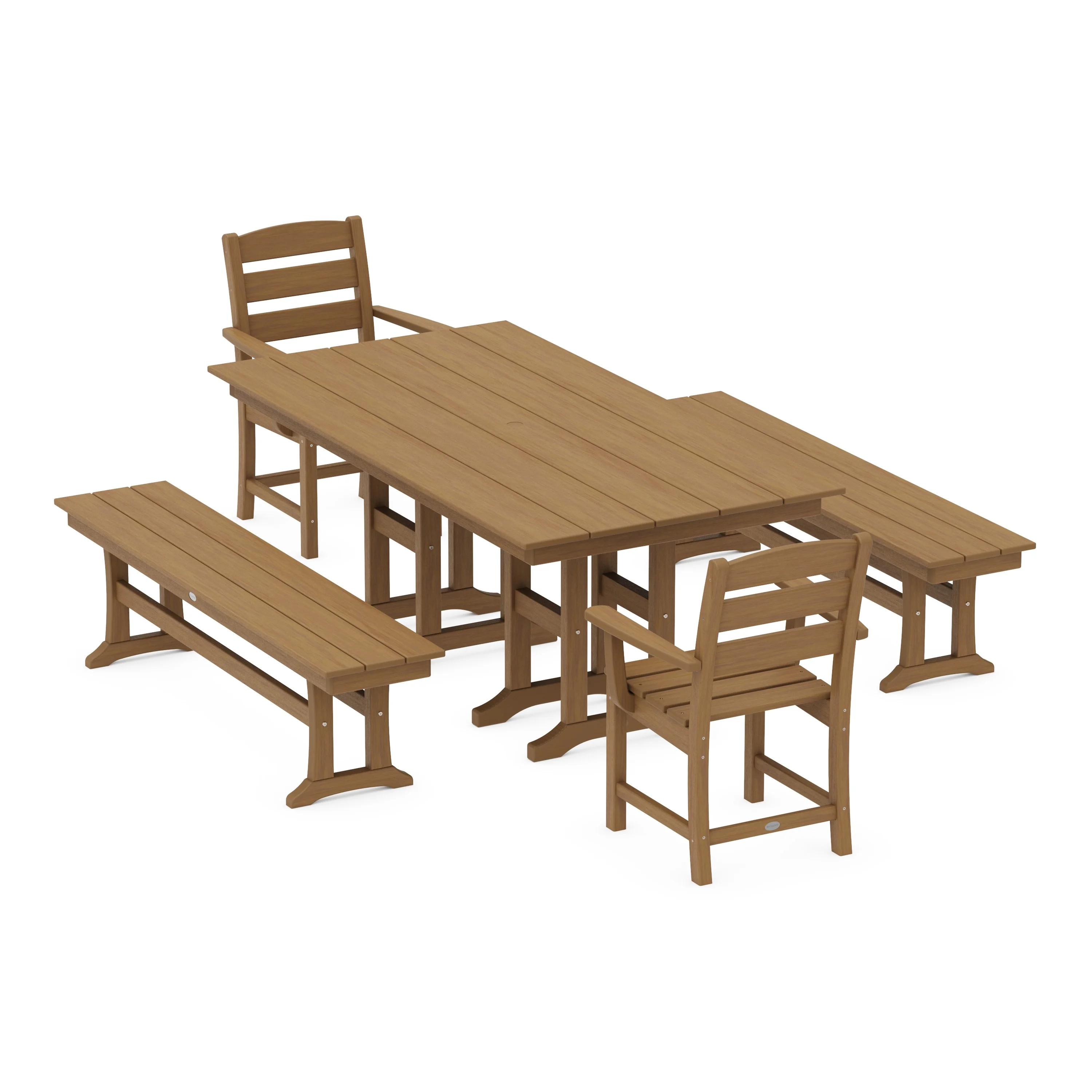 Lakeside 5-Piece Farmhouse Dining Set with Benches - Image 15