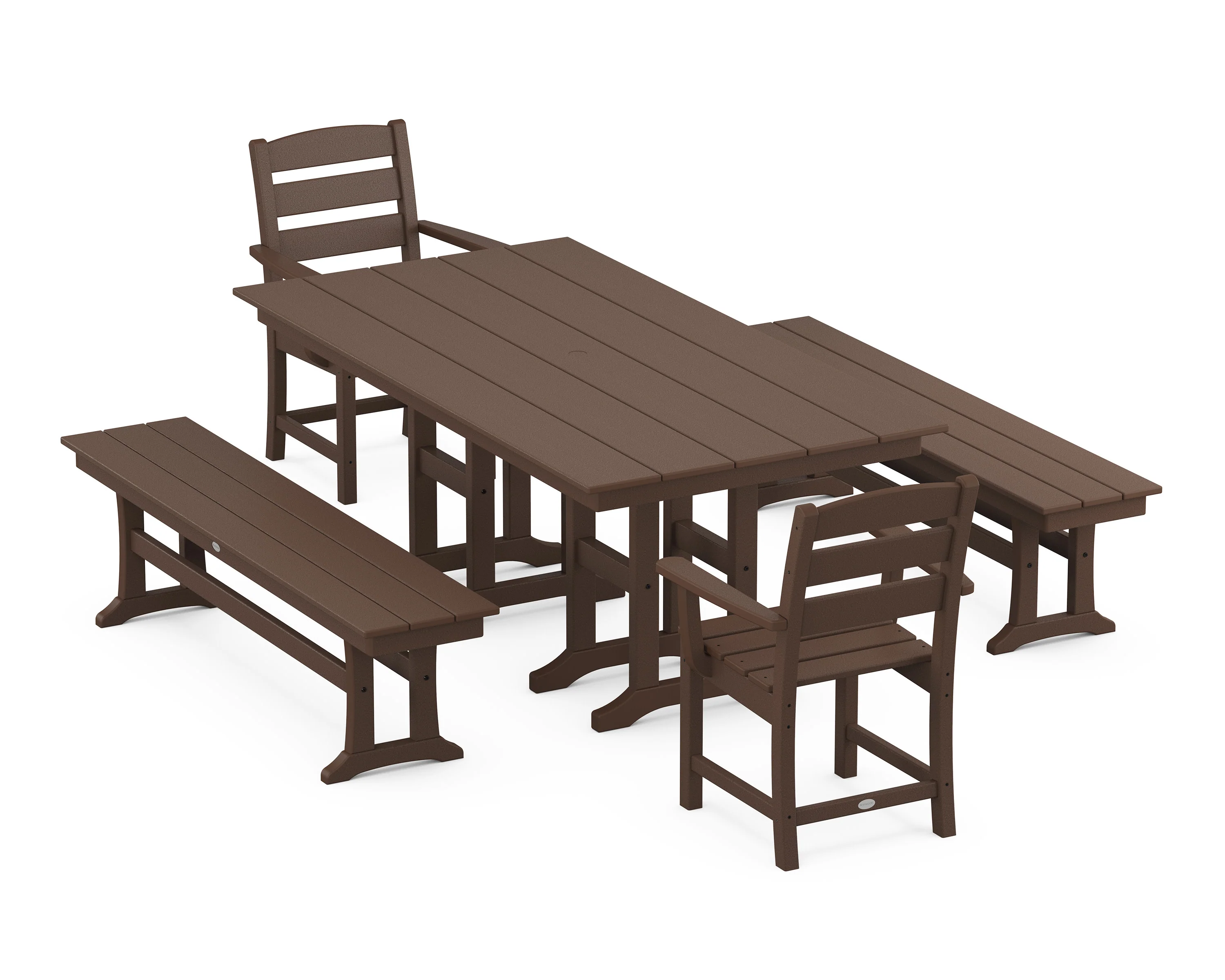 Lakeside 5-Piece Farmhouse Dining Set with Benches - Image 5