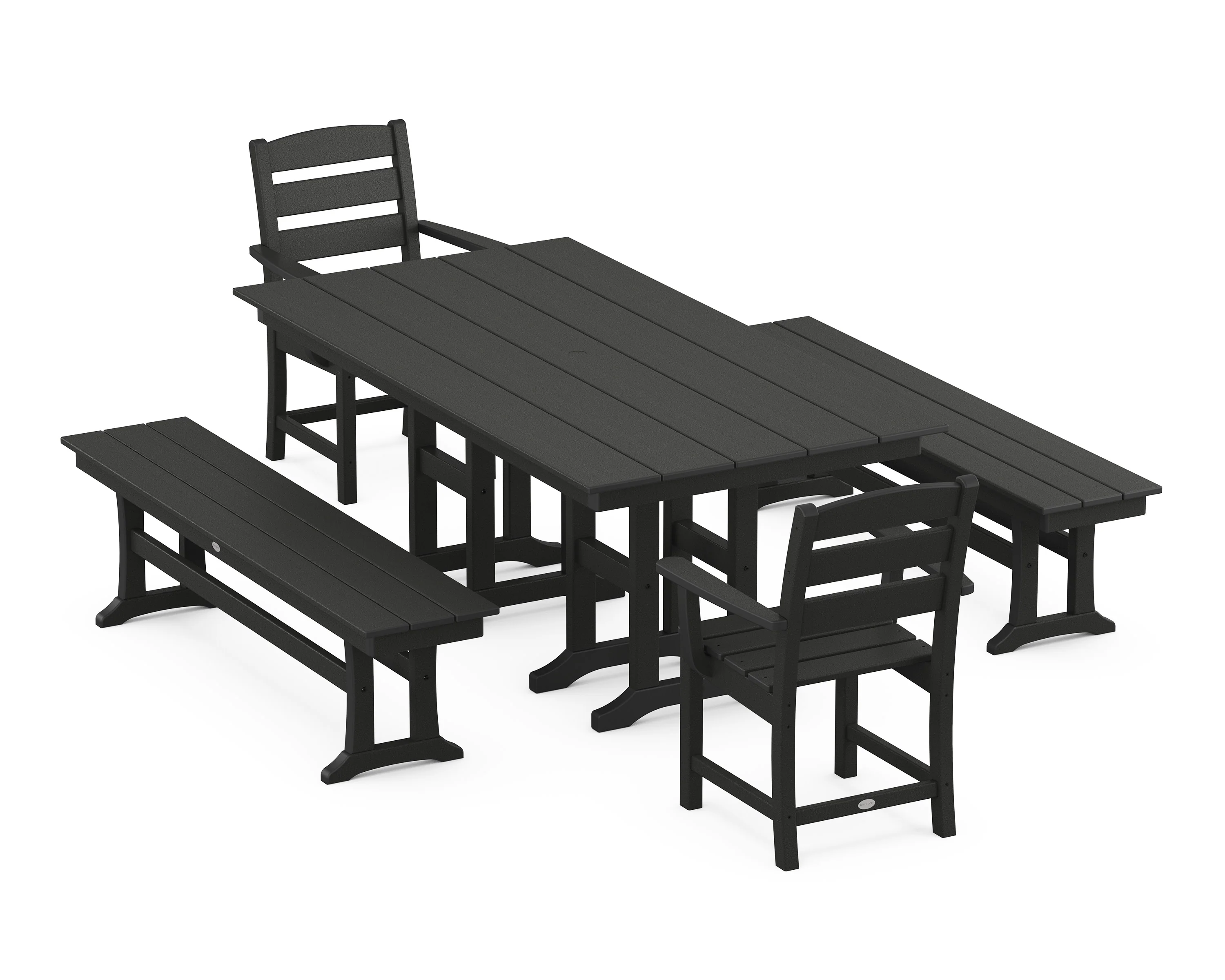 Lakeside 5-Piece Farmhouse Dining Set with Benches - Image 6