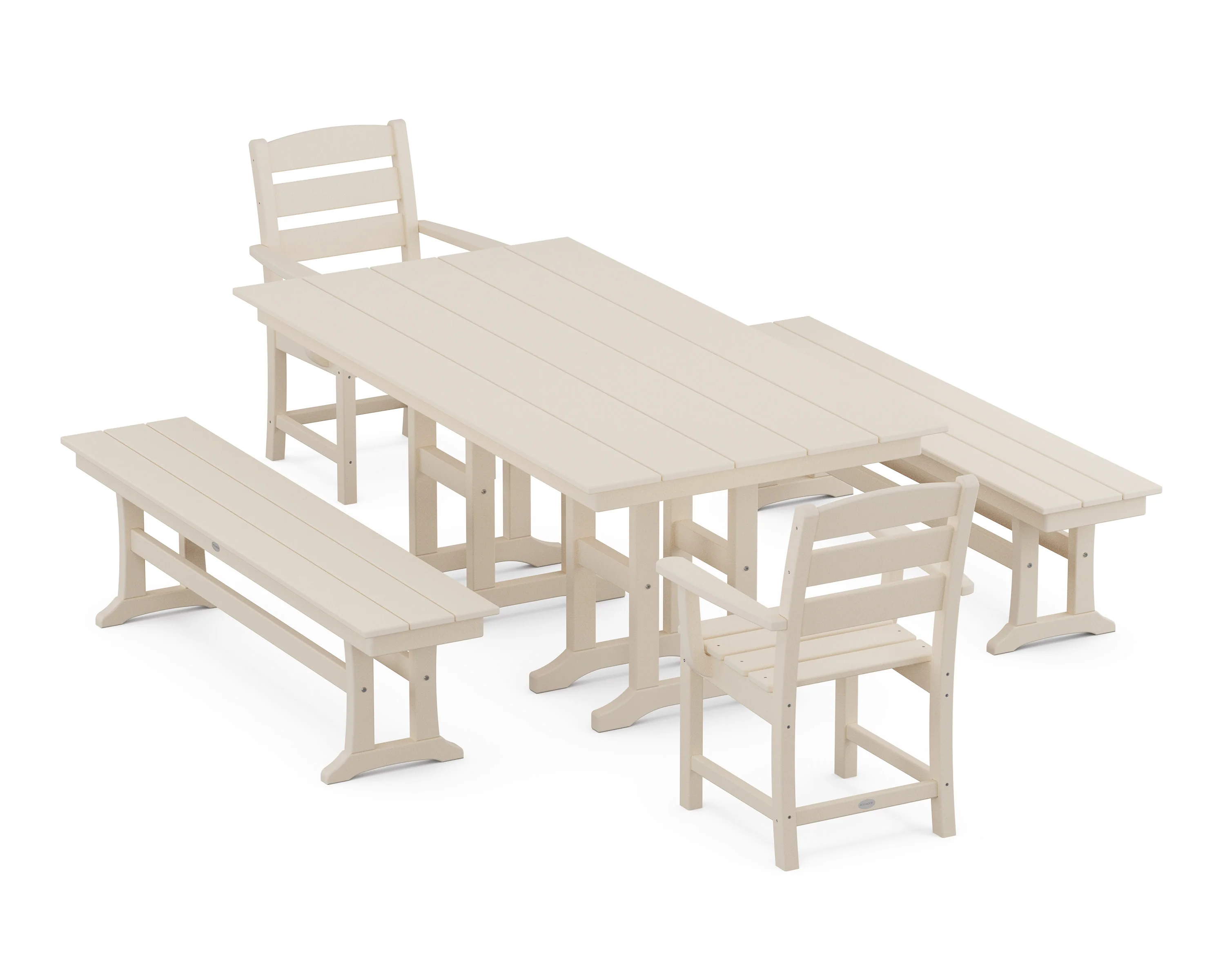 Lakeside 5-Piece Farmhouse Dining Set with Benches - Image 7