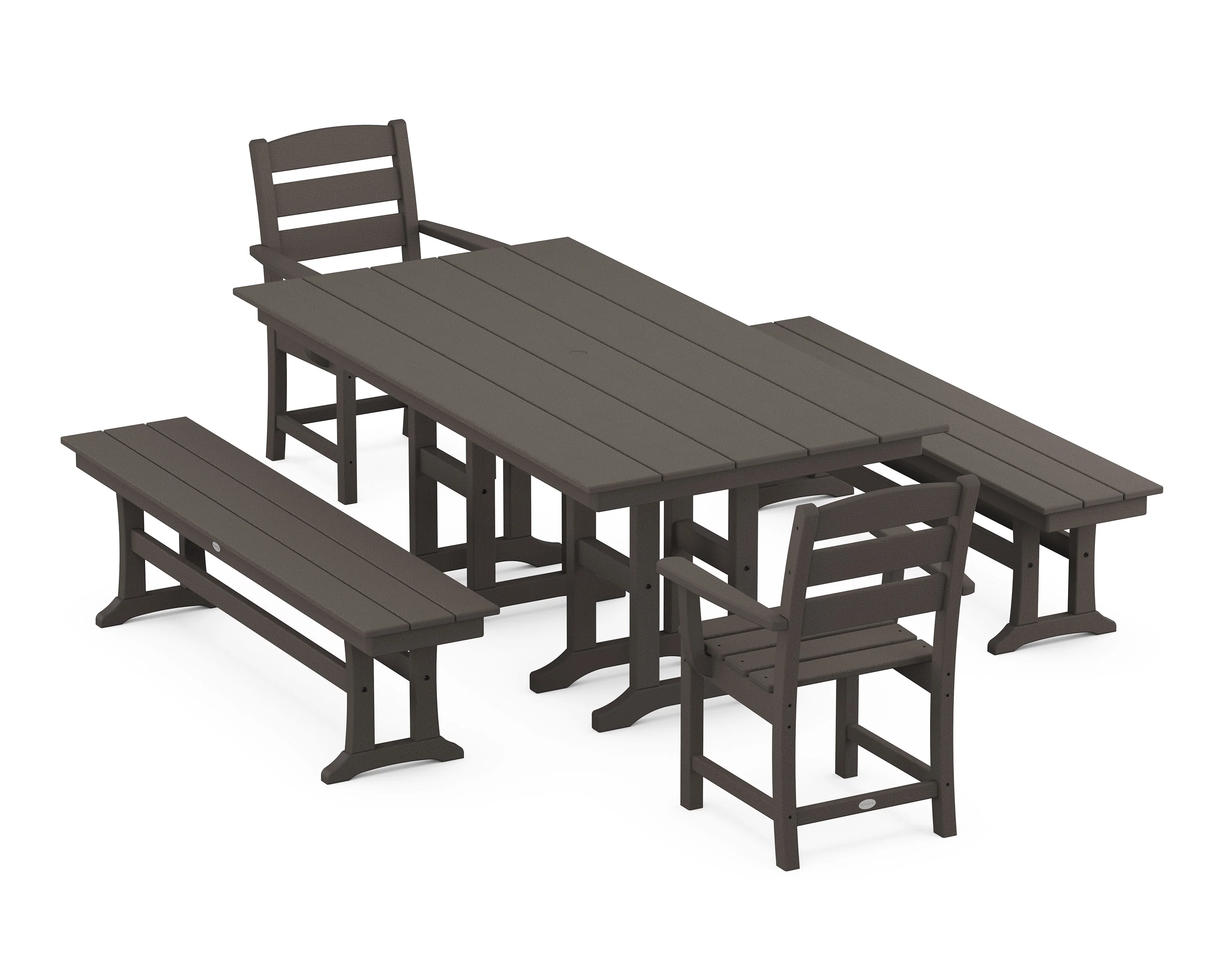 Lakeside 5-Piece Farmhouse Dining Set with Benches - Image 8
