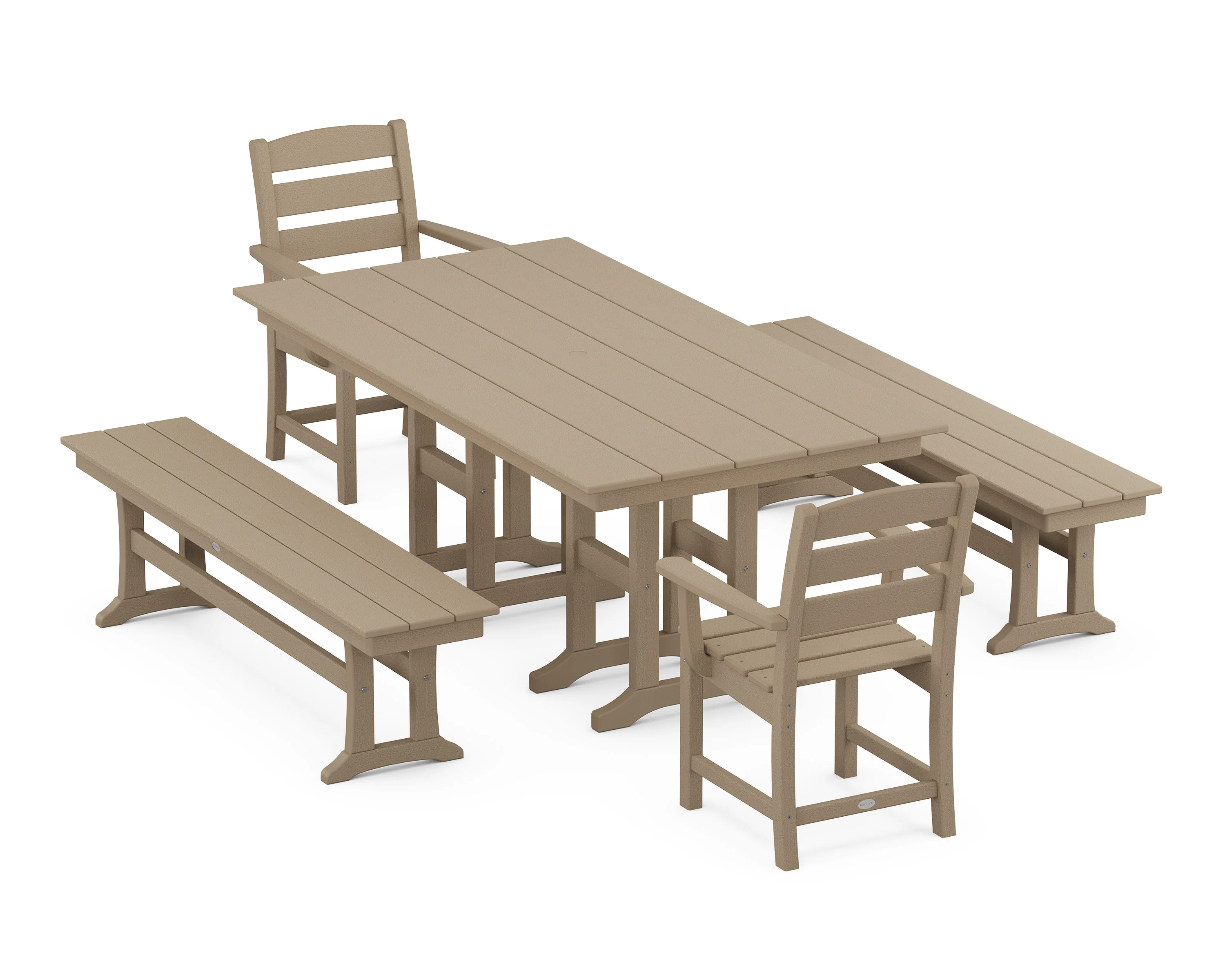 Lakeside 5-Piece Farmhouse Dining Set with Benches - Image 9