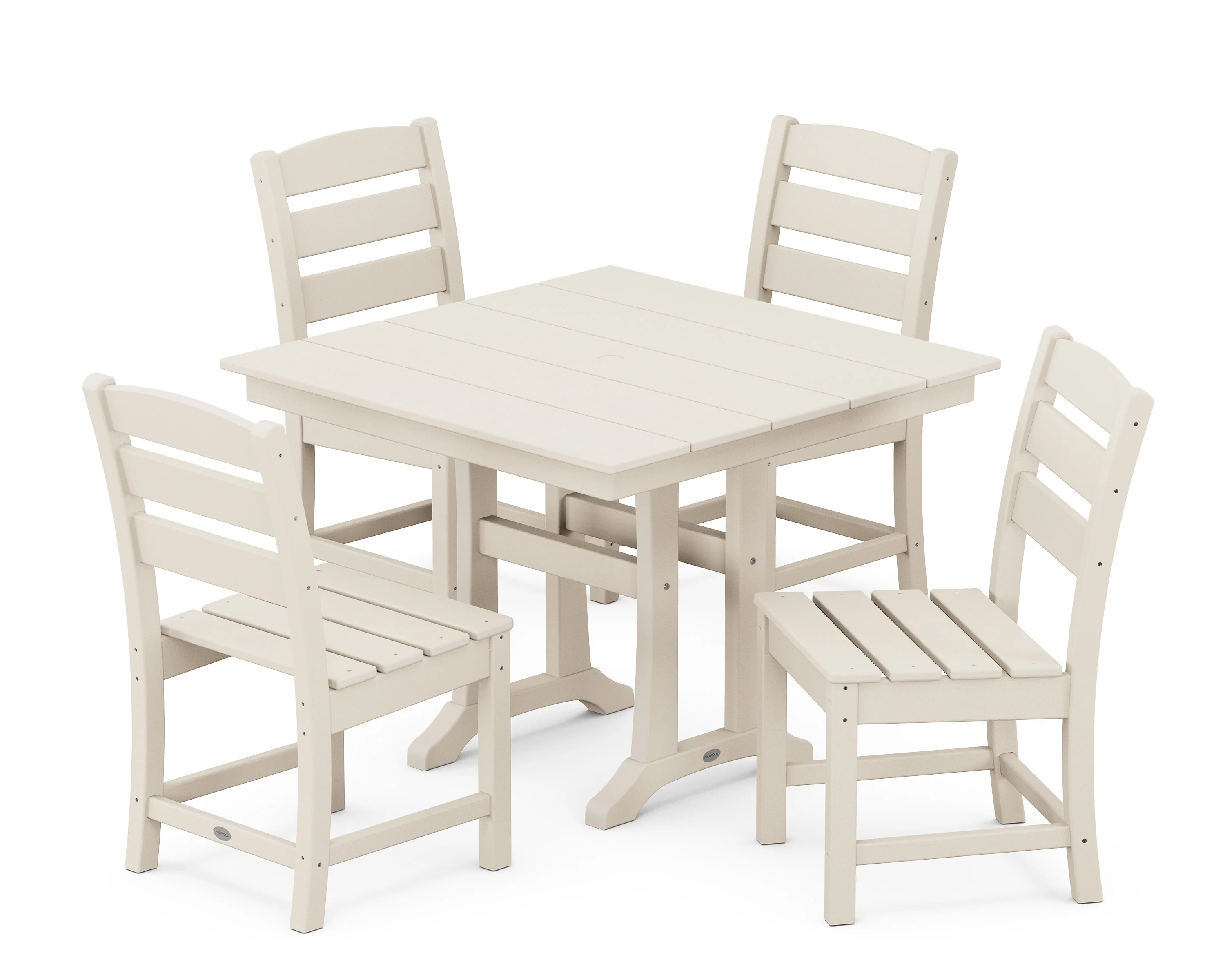 Lakeside 5-Piece Farmhouse Trestle Side Chair Dining Set - Image 10