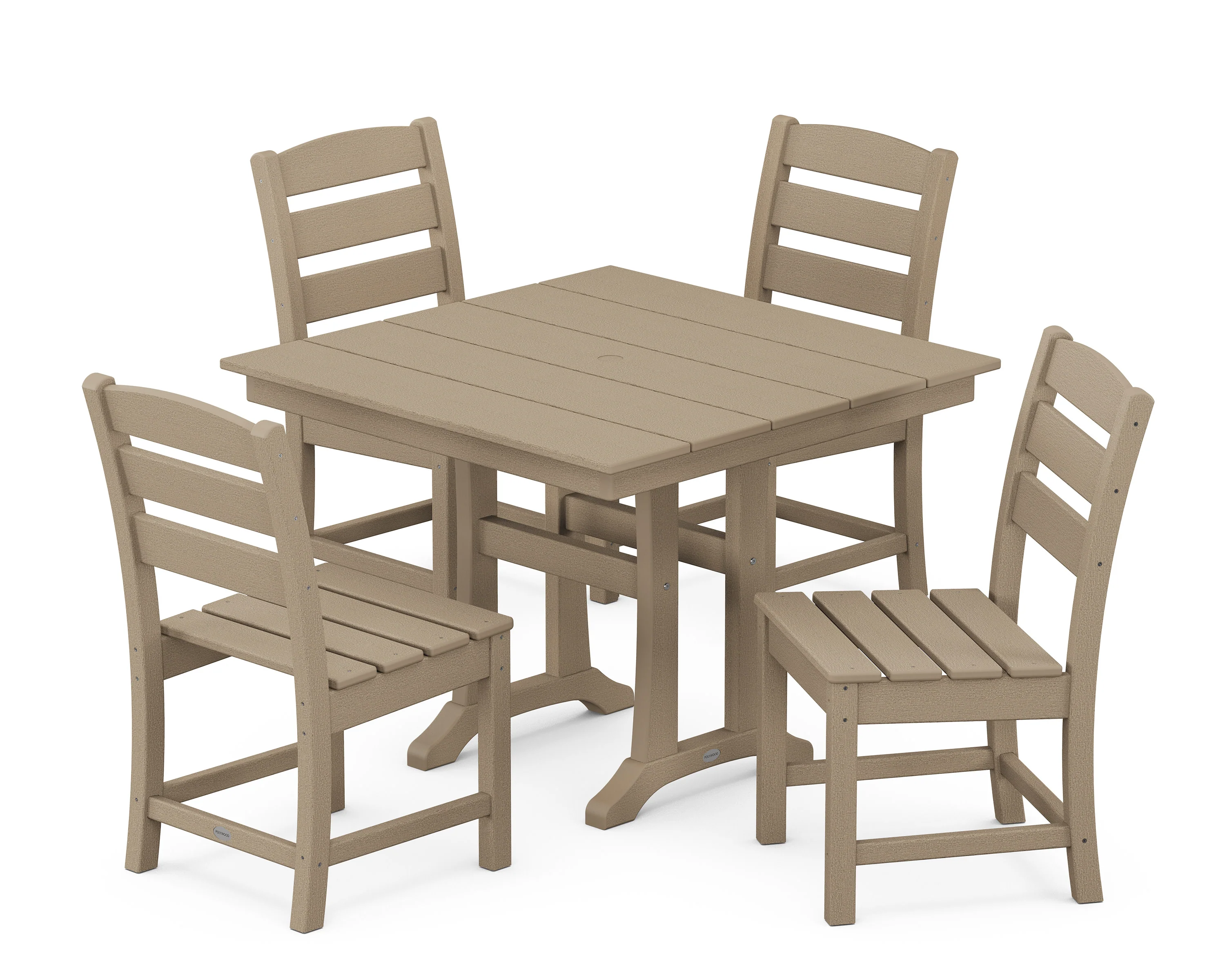 Lakeside 5-Piece Farmhouse Trestle Side Chair Dining Set - Image 4
