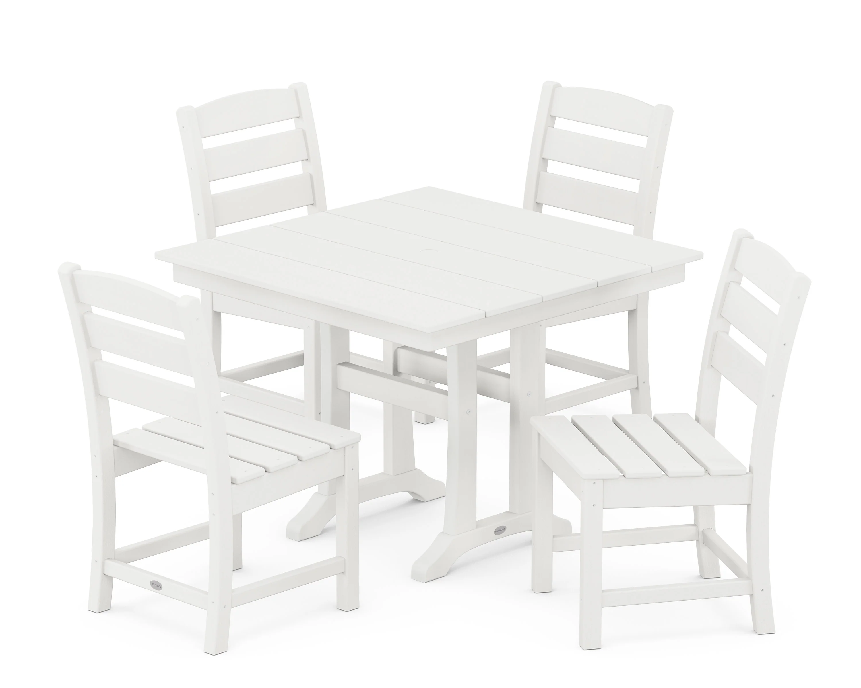 Lakeside 5-Piece Farmhouse Trestle Side Chair Dining Set - Image 5