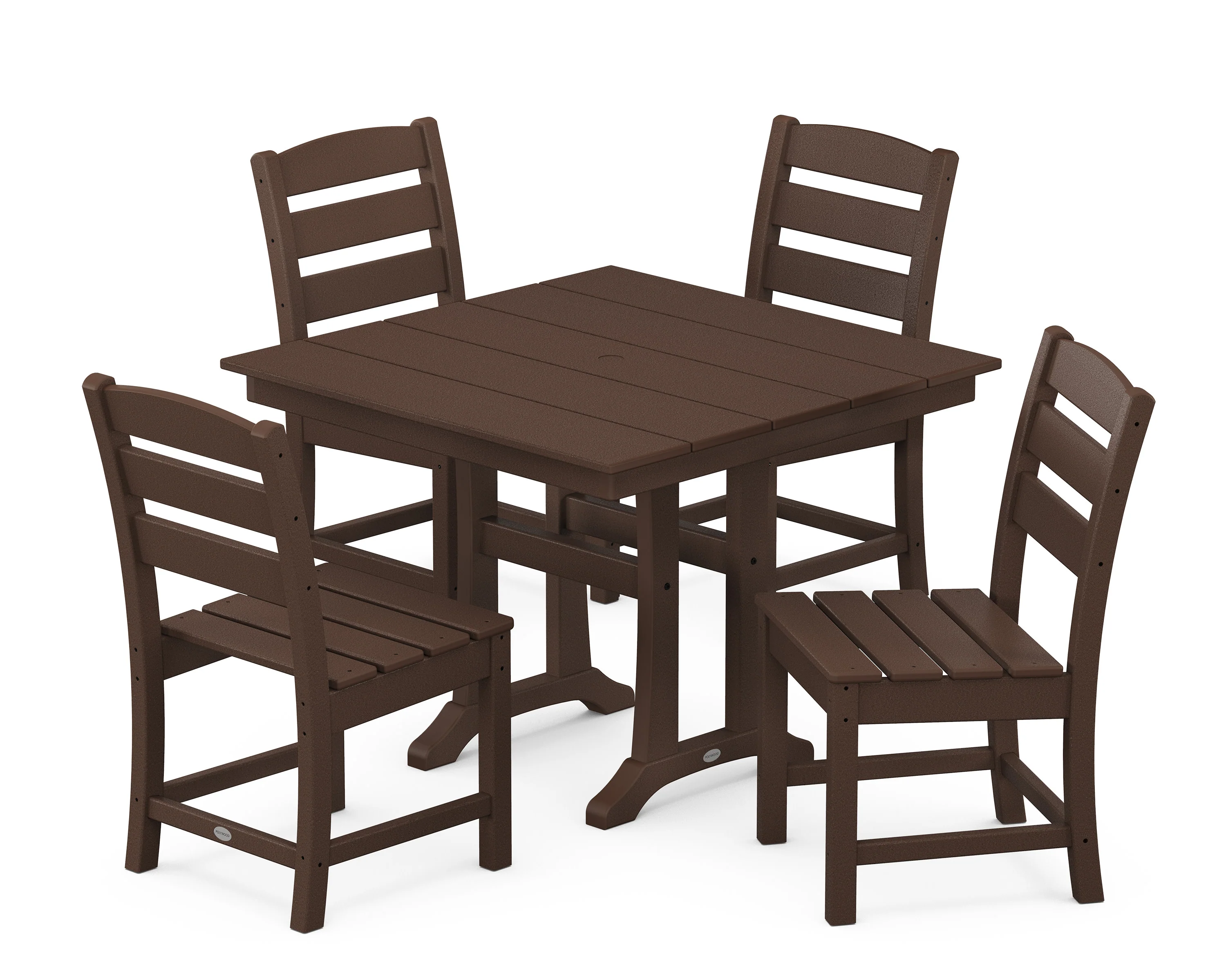 Lakeside 5-Piece Farmhouse Trestle Side Chair Dining Set - Image 6